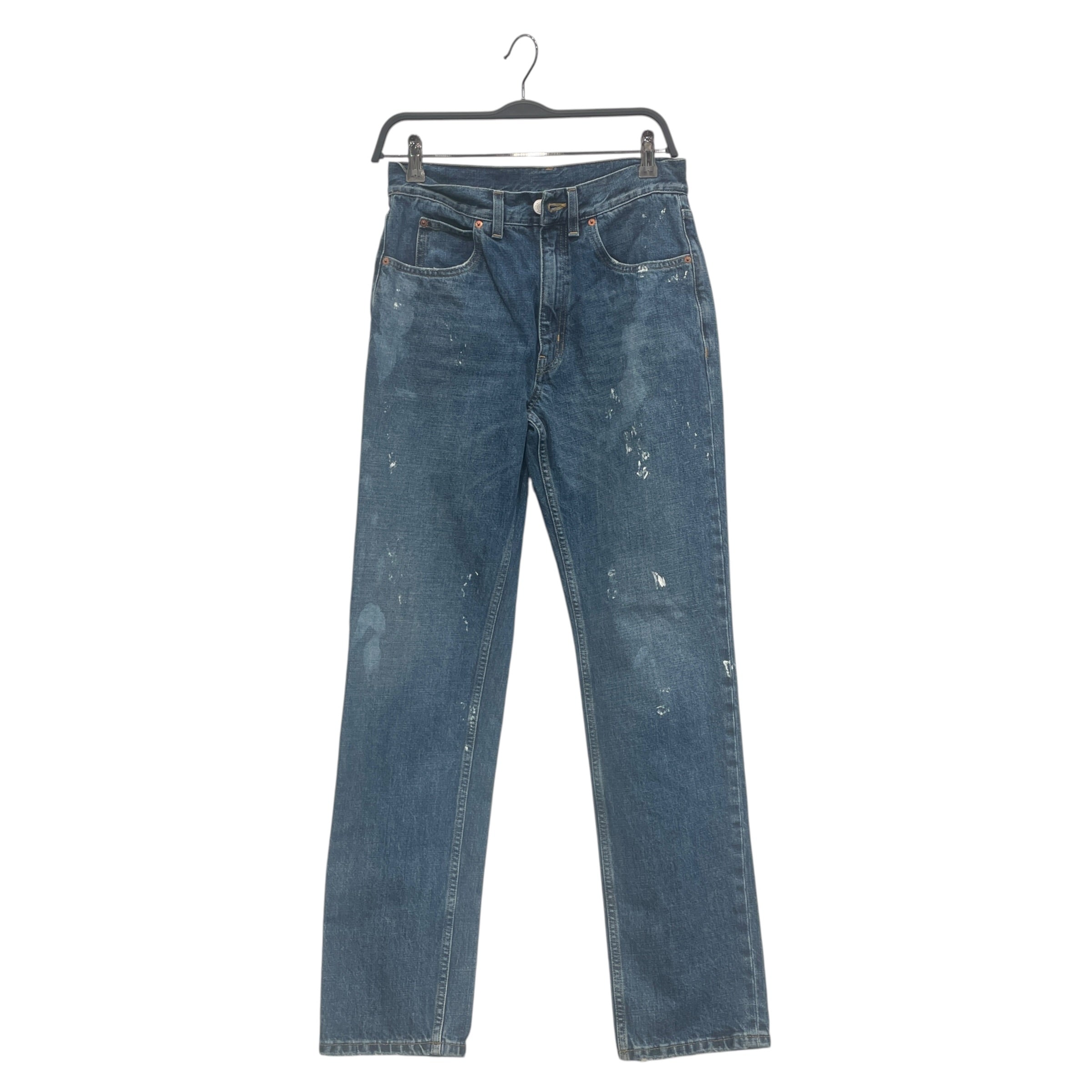 MARTINE ROSE/Straight Pants/S/Cotton/BLU/PAINT SPLATTER ALL OVER view 1
