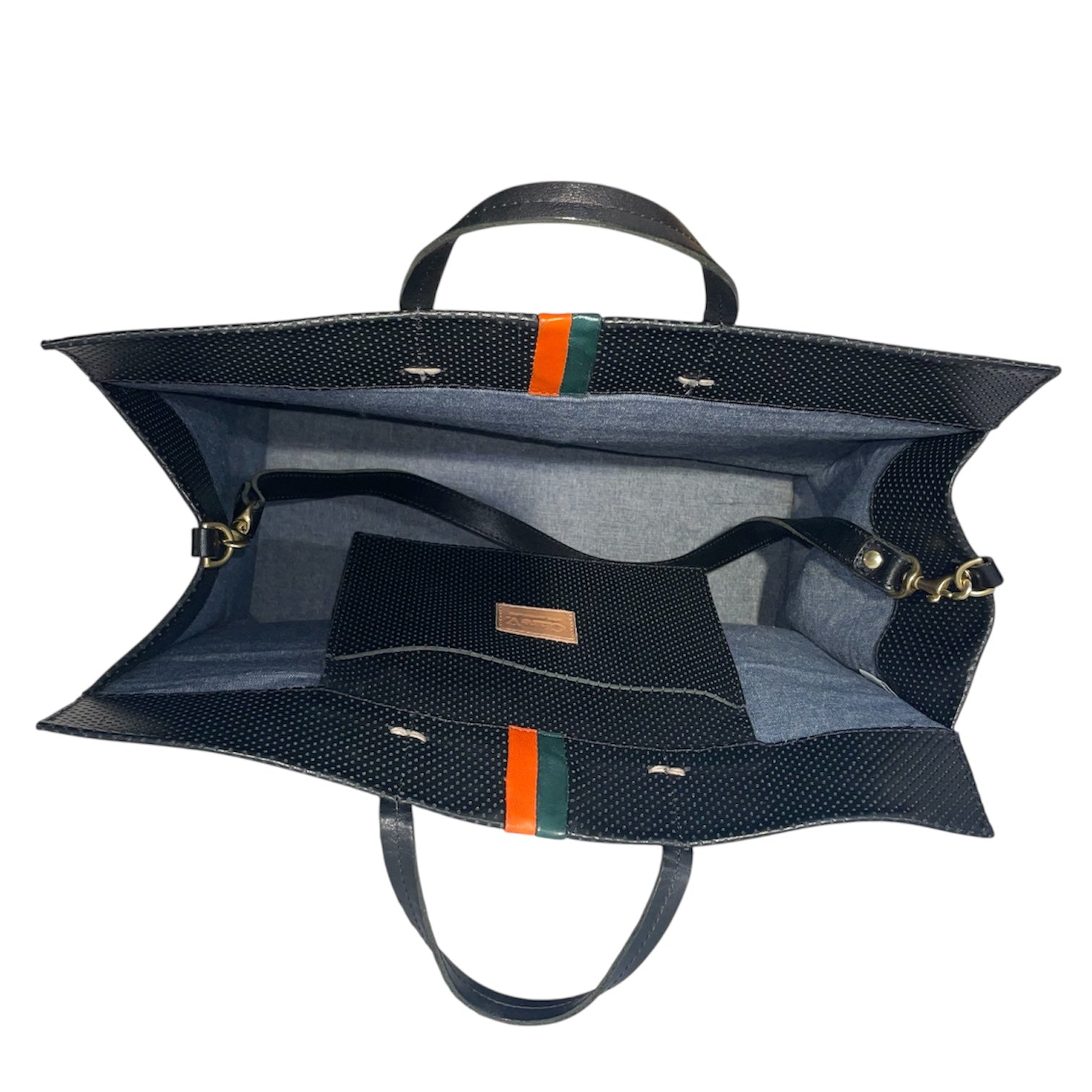 Clare V/Cross Body Bag/Leather/BLK/ORANGE GREEN STRIPE view 6