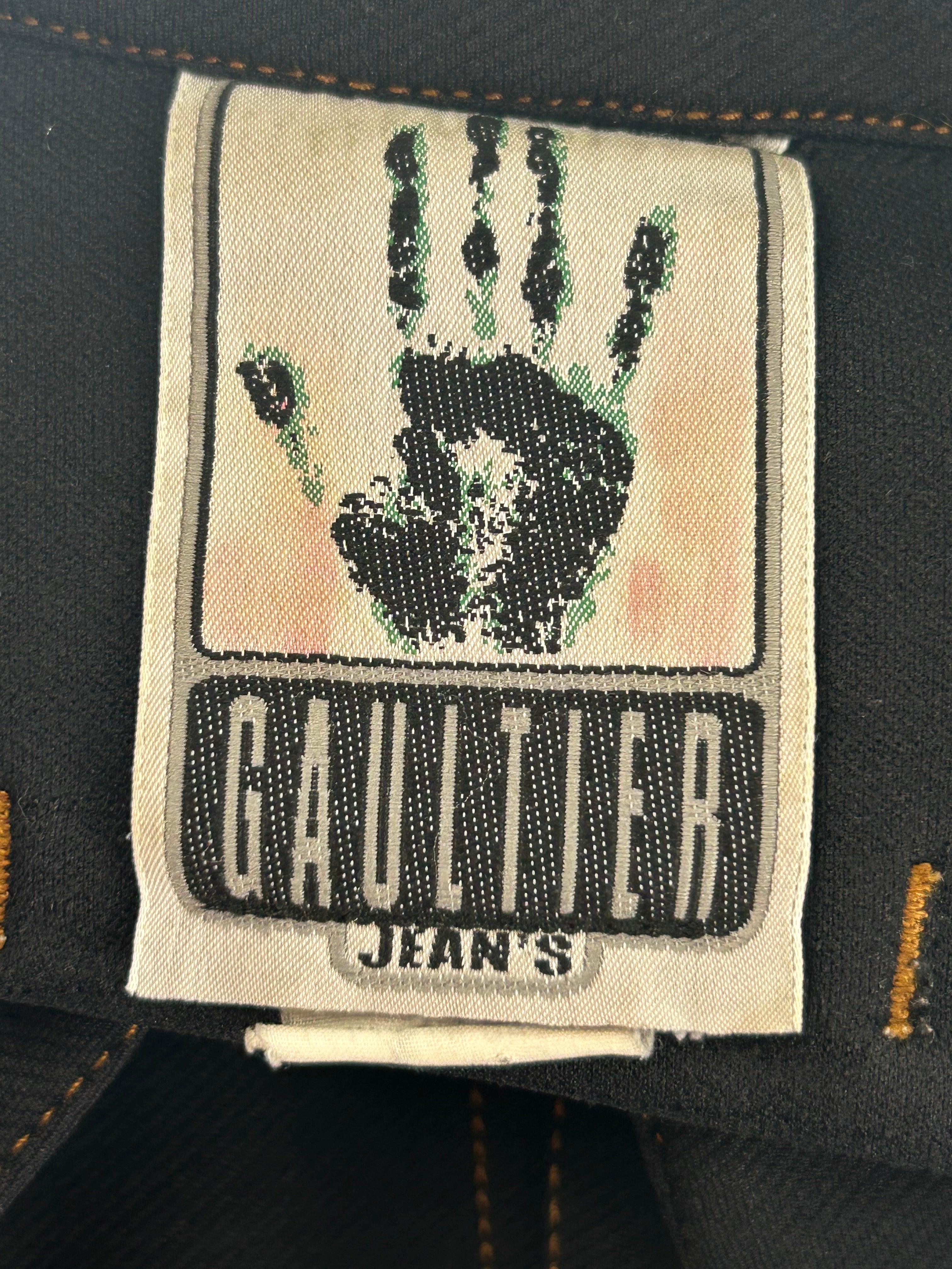 GAULTIER JEAN'S/Vest/Cotton/BLK/LEATHER SIDES GOLD STITCHING view 3