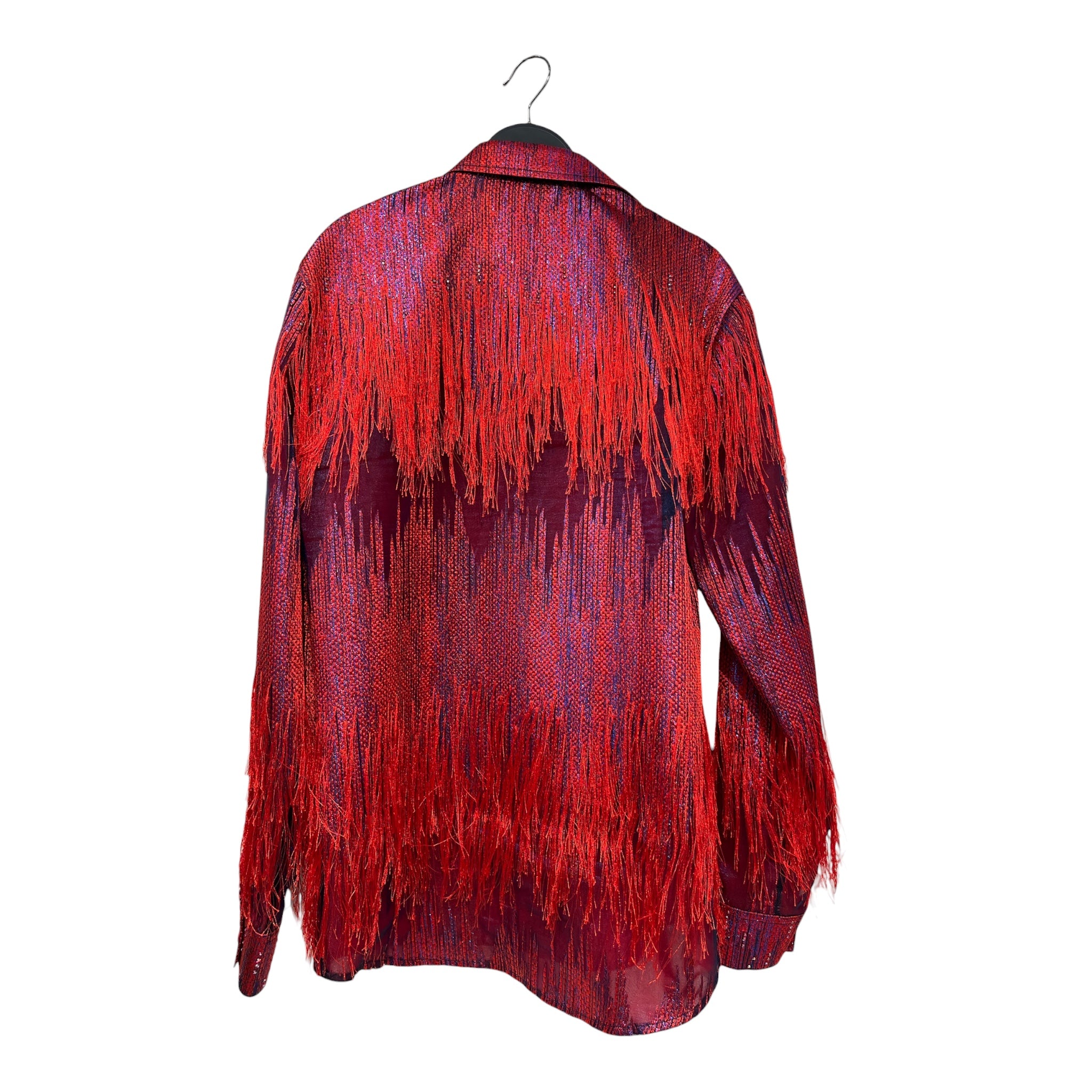 O'RTTU /LS Shirt/S/Polyester/RED/All Over Print/OR-SHR00 BLU/RD FRINGE/GLITTER view 2