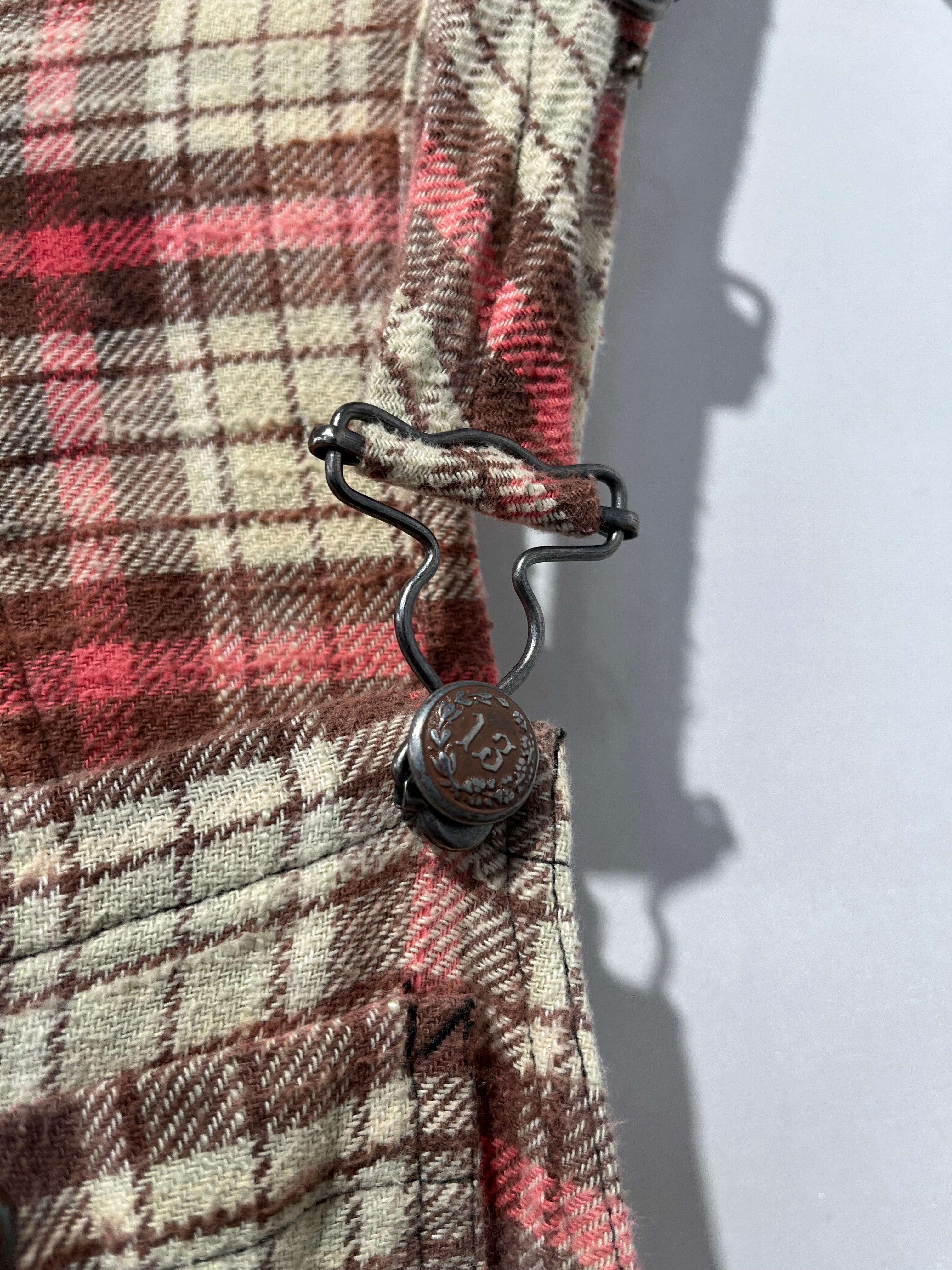 R13/Overall/S/Plaid/Cotton/RED/WIDE LEG CROPPED OVERSALLS view 7