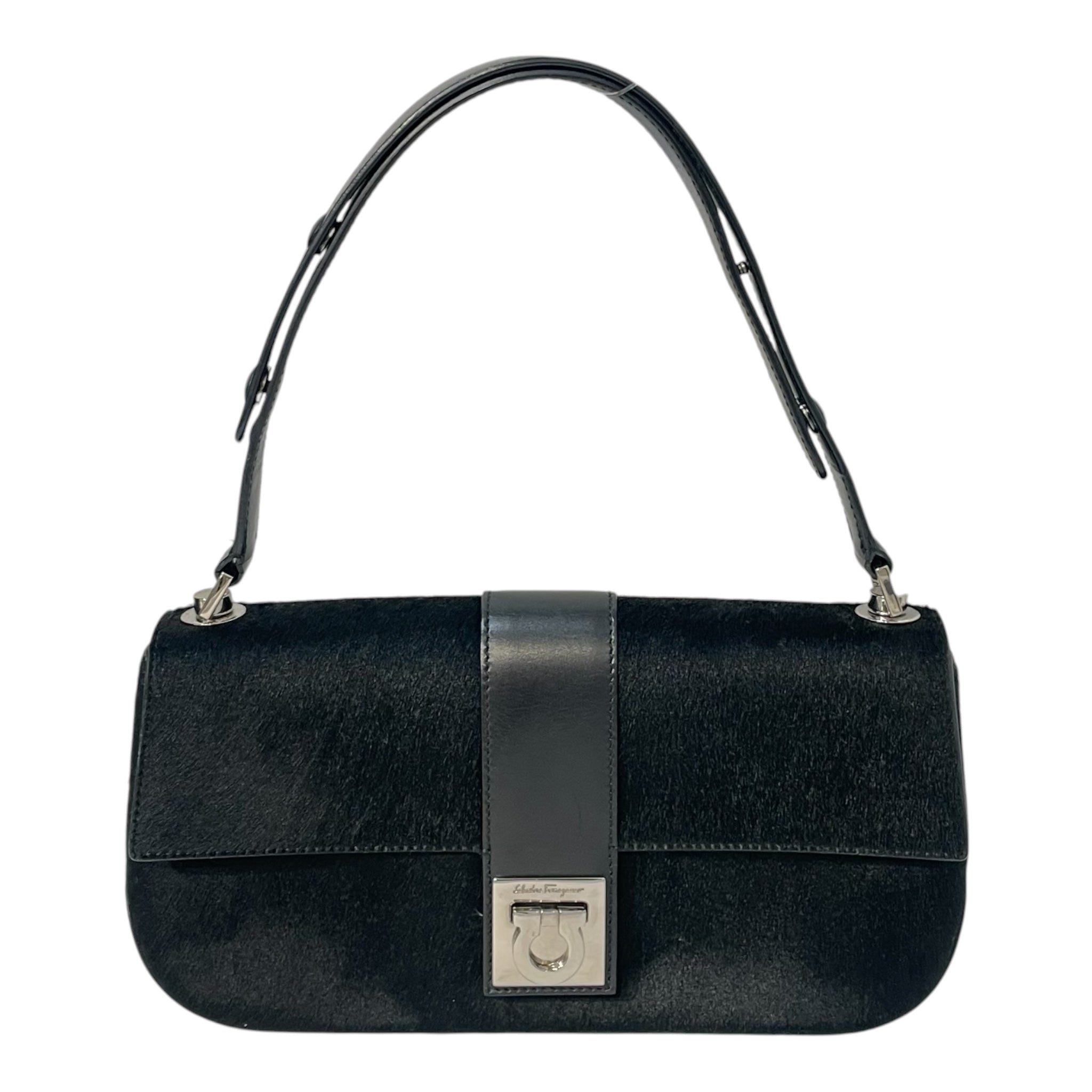 Salvatore Ferragamo/Hand Bag/BLK/Ponyhair Gancini Baguette view 1