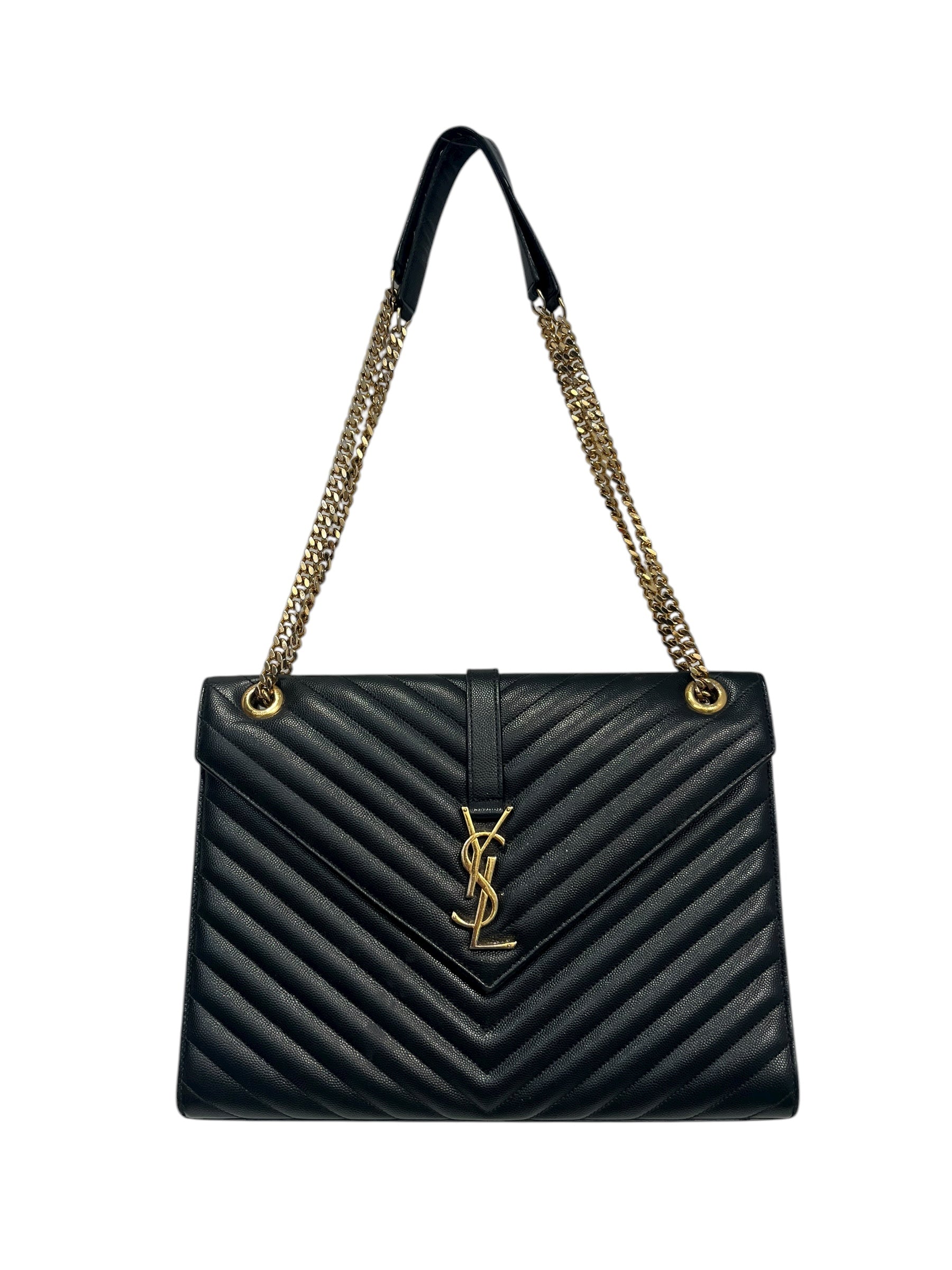 YVES SAINT LAURENT/Cross Body Bag/Leather/BLK/ARS4871980118 chevron bag view 1