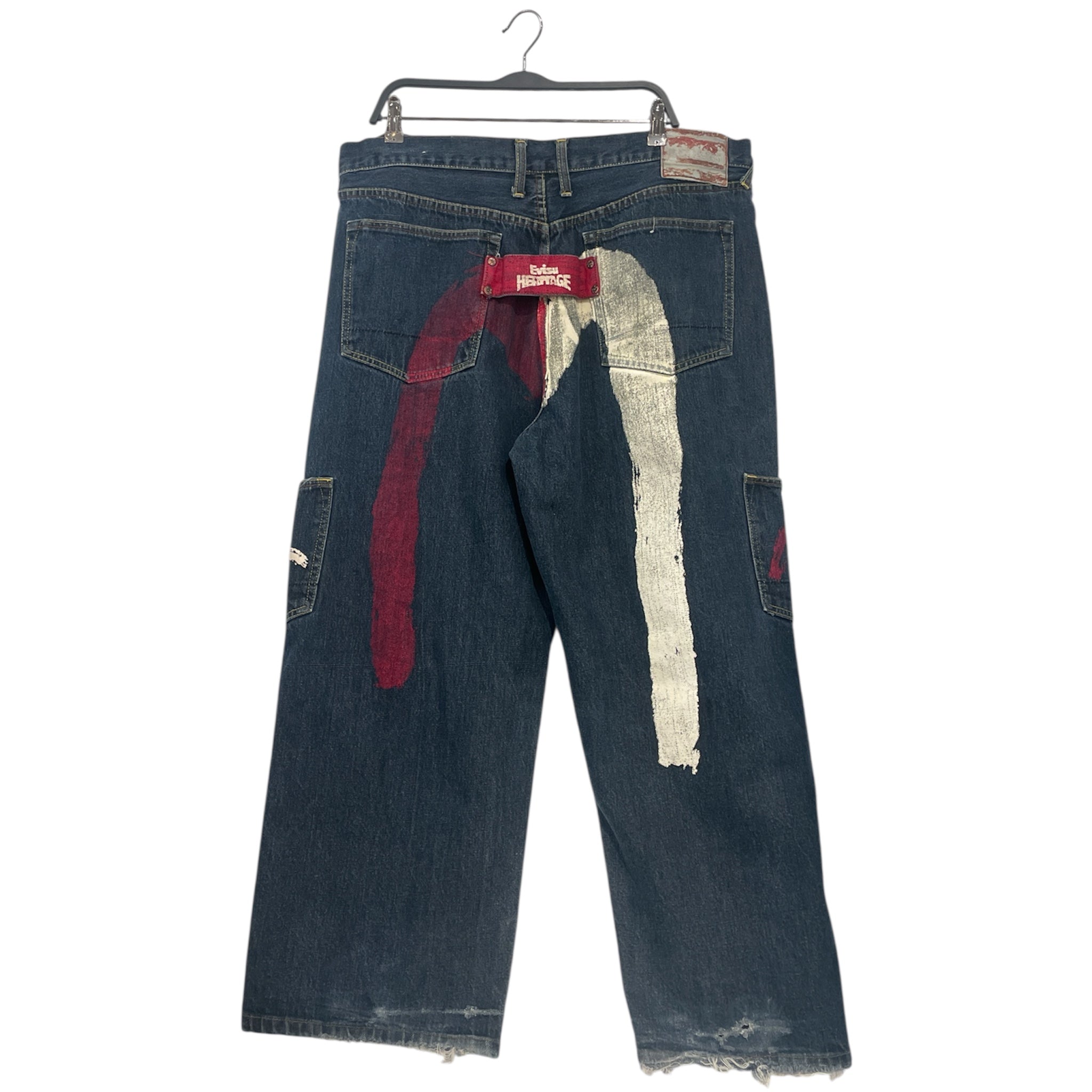 EVISU/Pants/38/Cotton/IDG/All Over Print/red+white stripes view 2