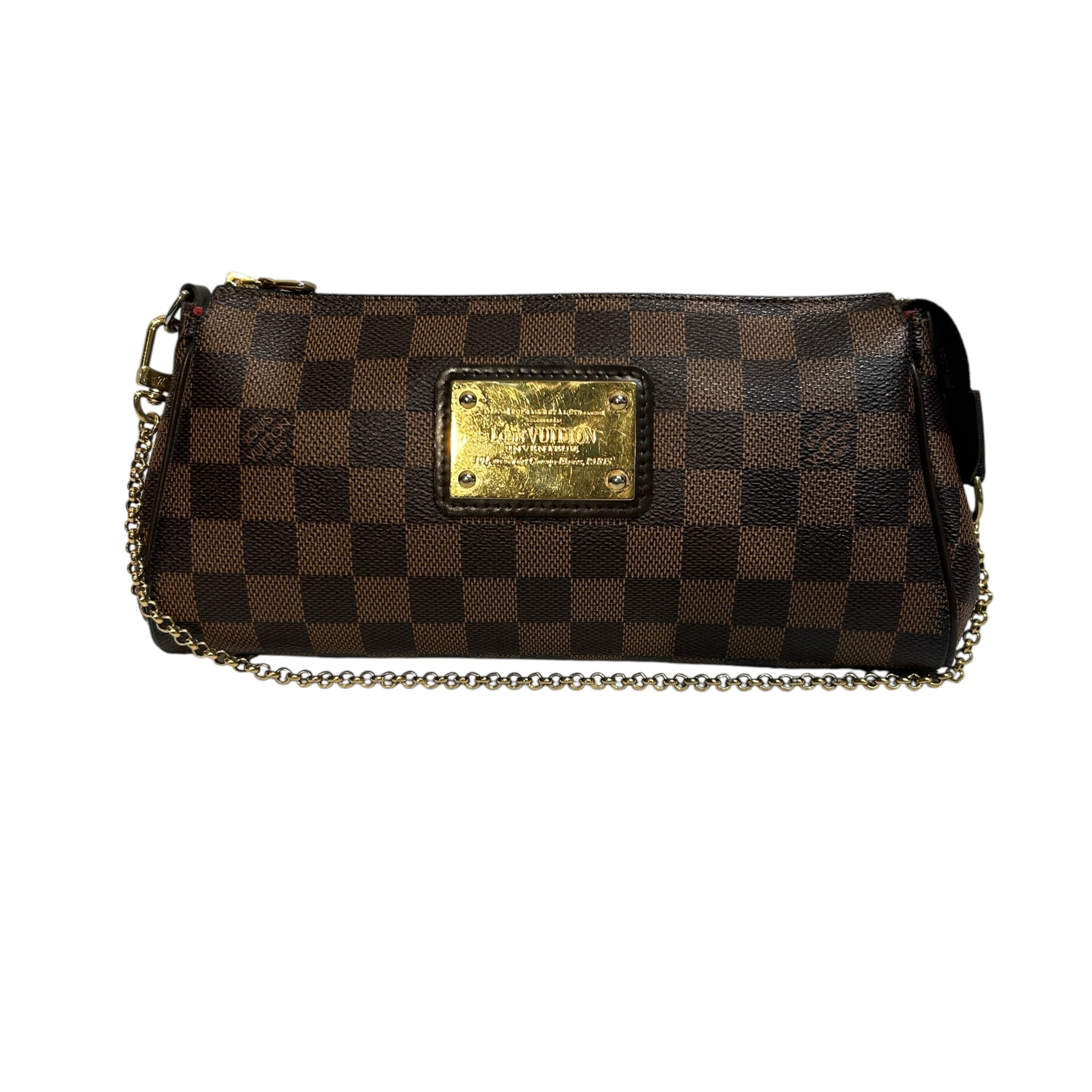 LOUIS VUITTON/Clutch Bag/Plaid/Leather/BRW/DAMIER EBENE Eva Clutch view 1