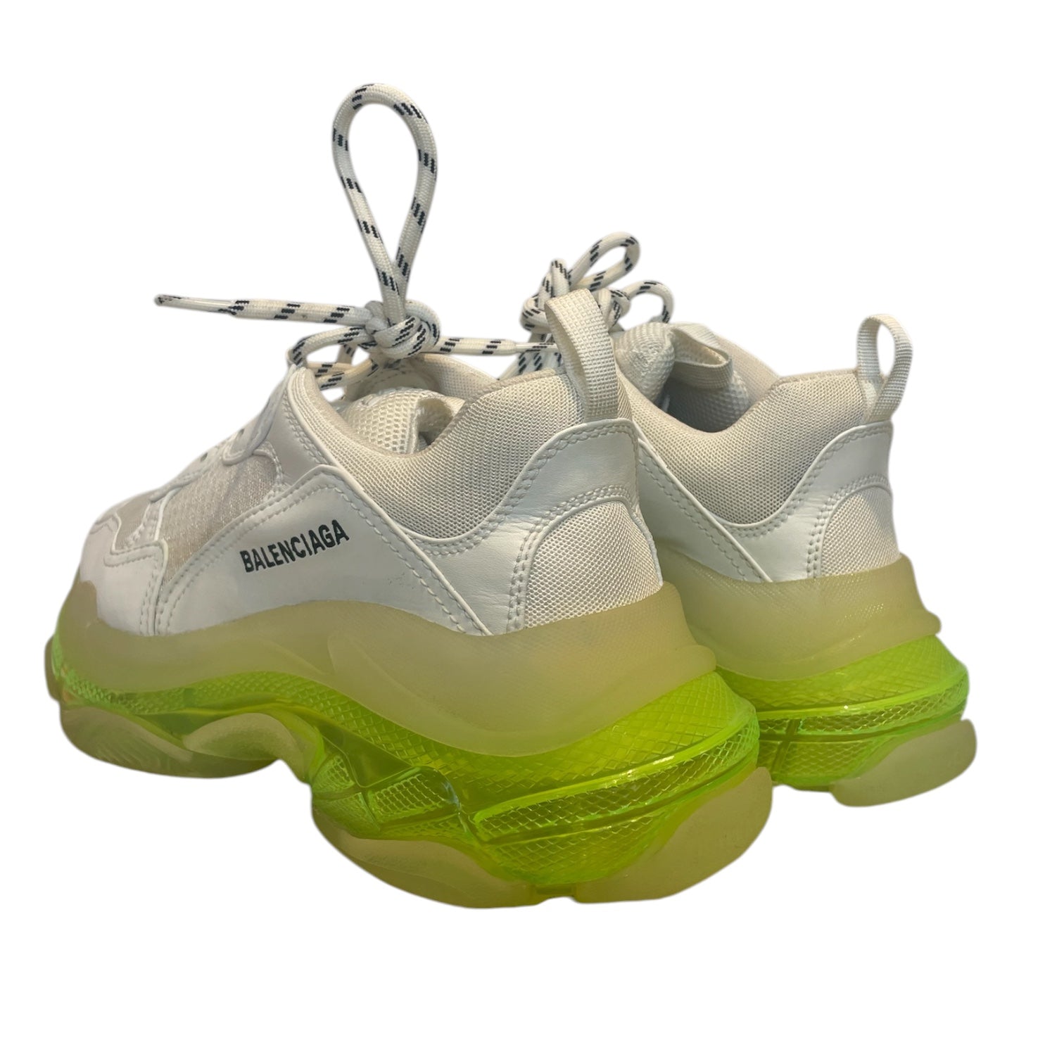 BALENCIAGA/Low-Sneakers/US 8/WHT/triple S lime grn sole view 2