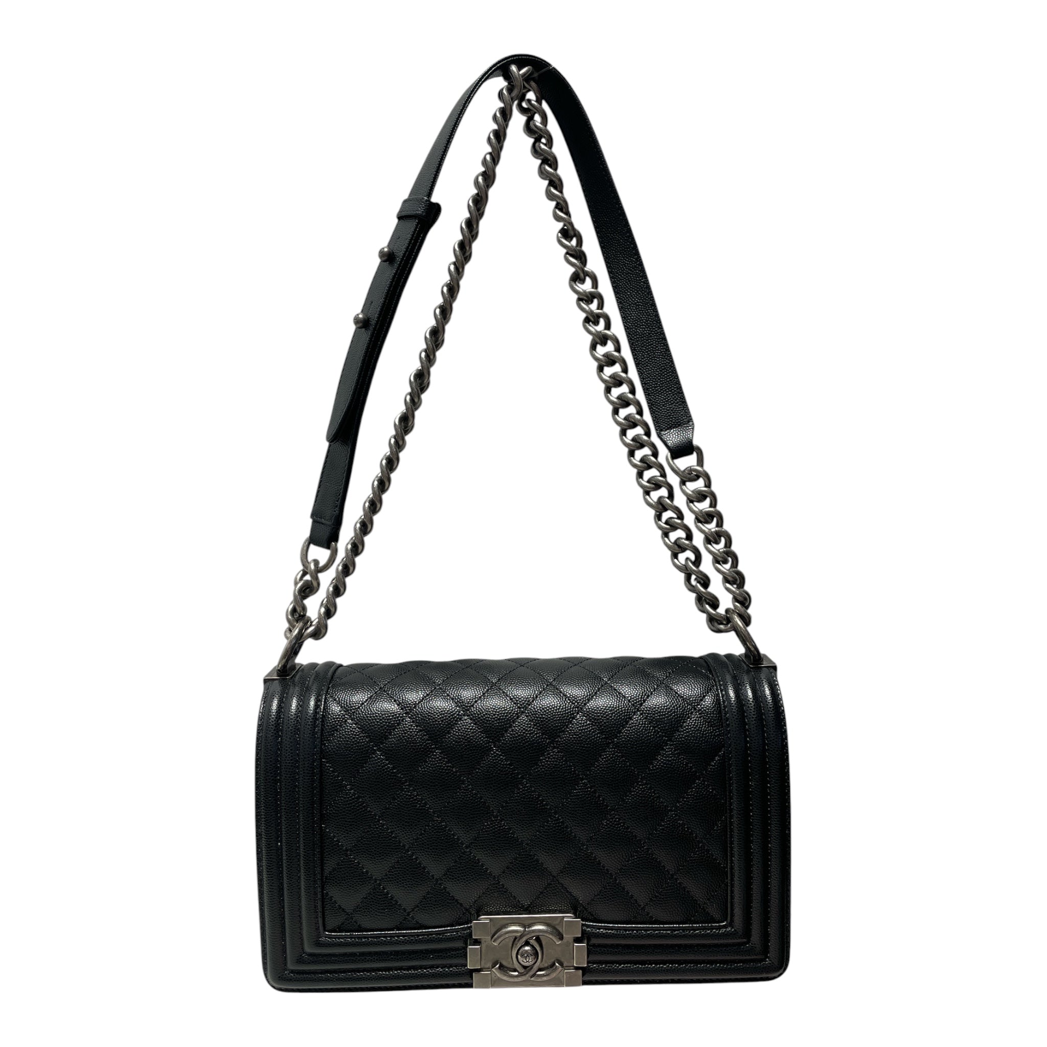 CHANEL/Cross Body Bag/BLK/CAVIAR CHANEL BOY BAG view 1