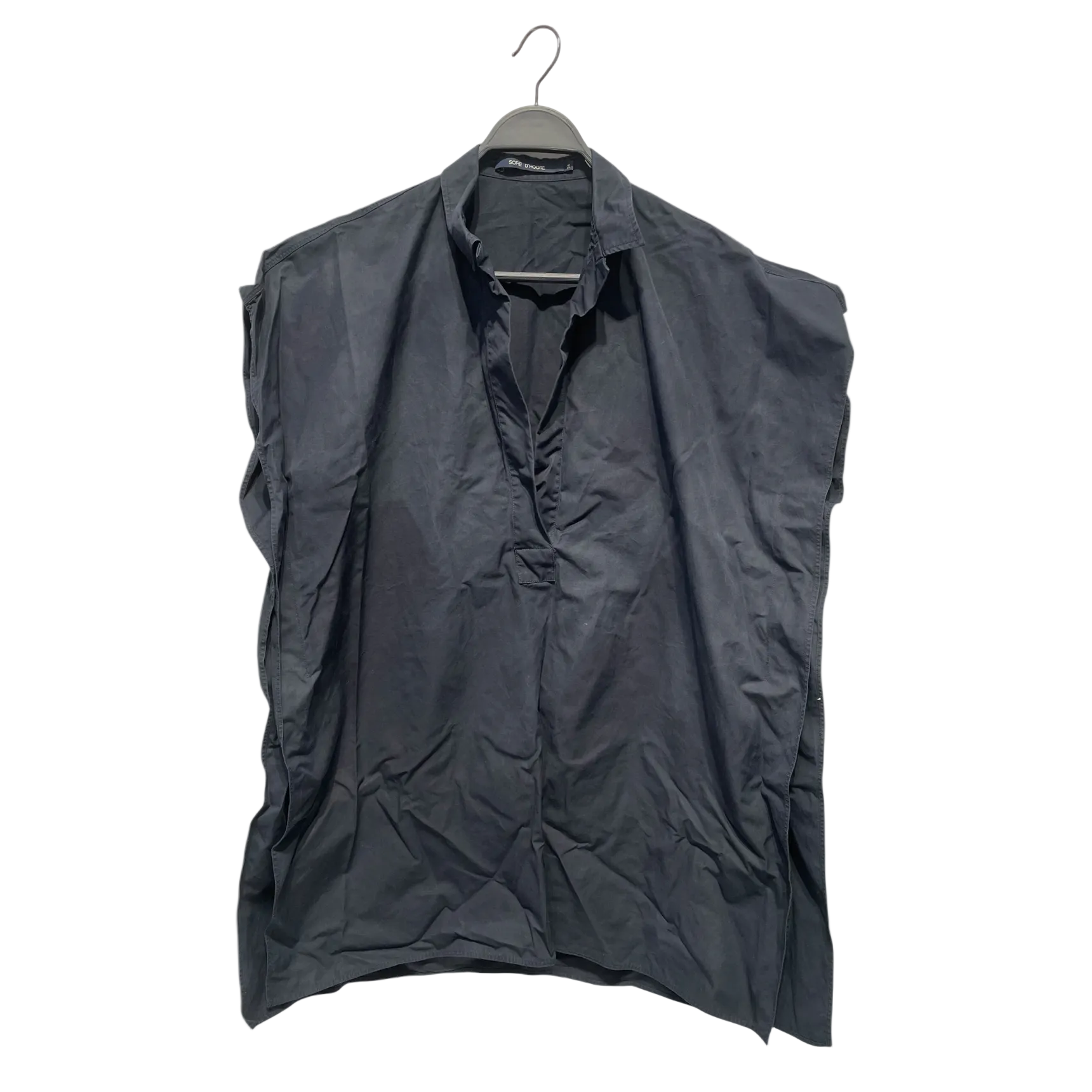 SOFIE D'HOORE/SS Blouse/38/Cotton/NVY/V-NECK view 1