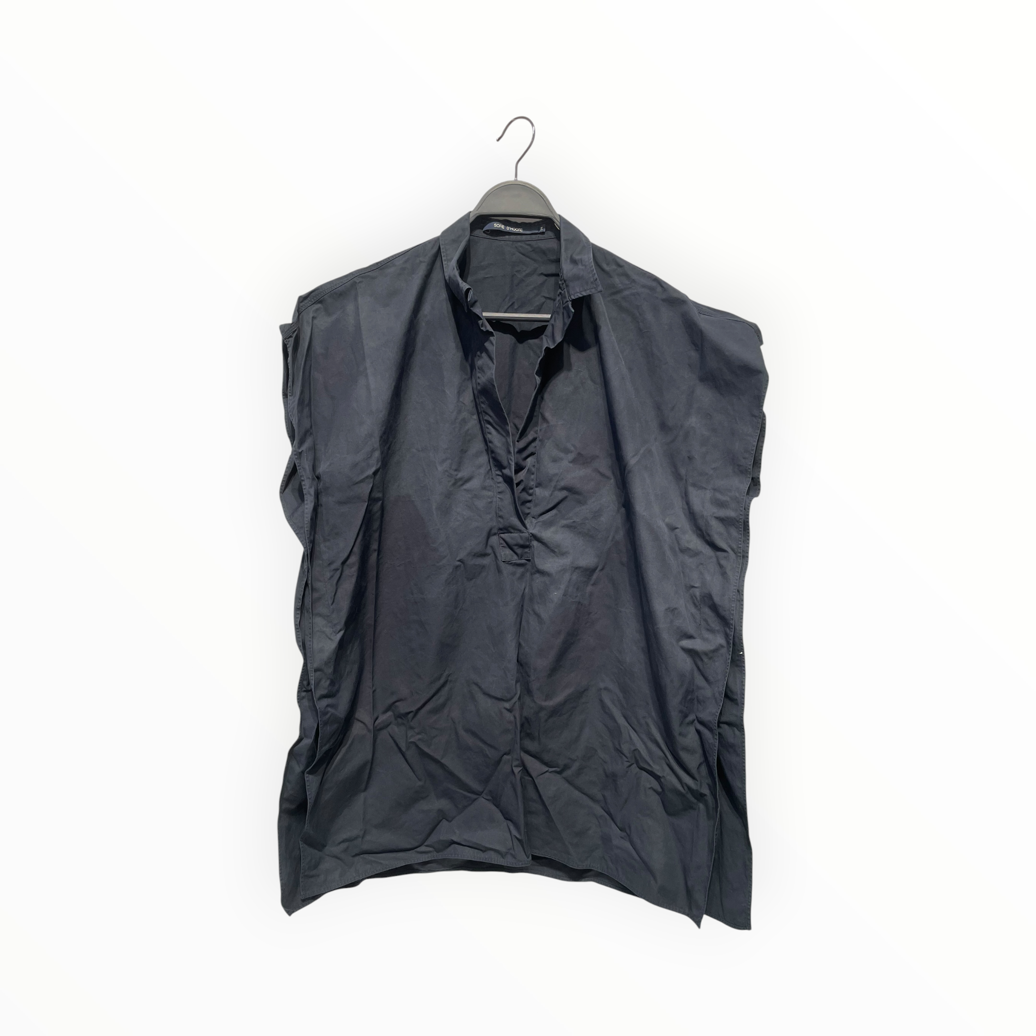 SOFIE D'HOORE/SS Blouse/38/Cotton/NVY/V-NECK view 1