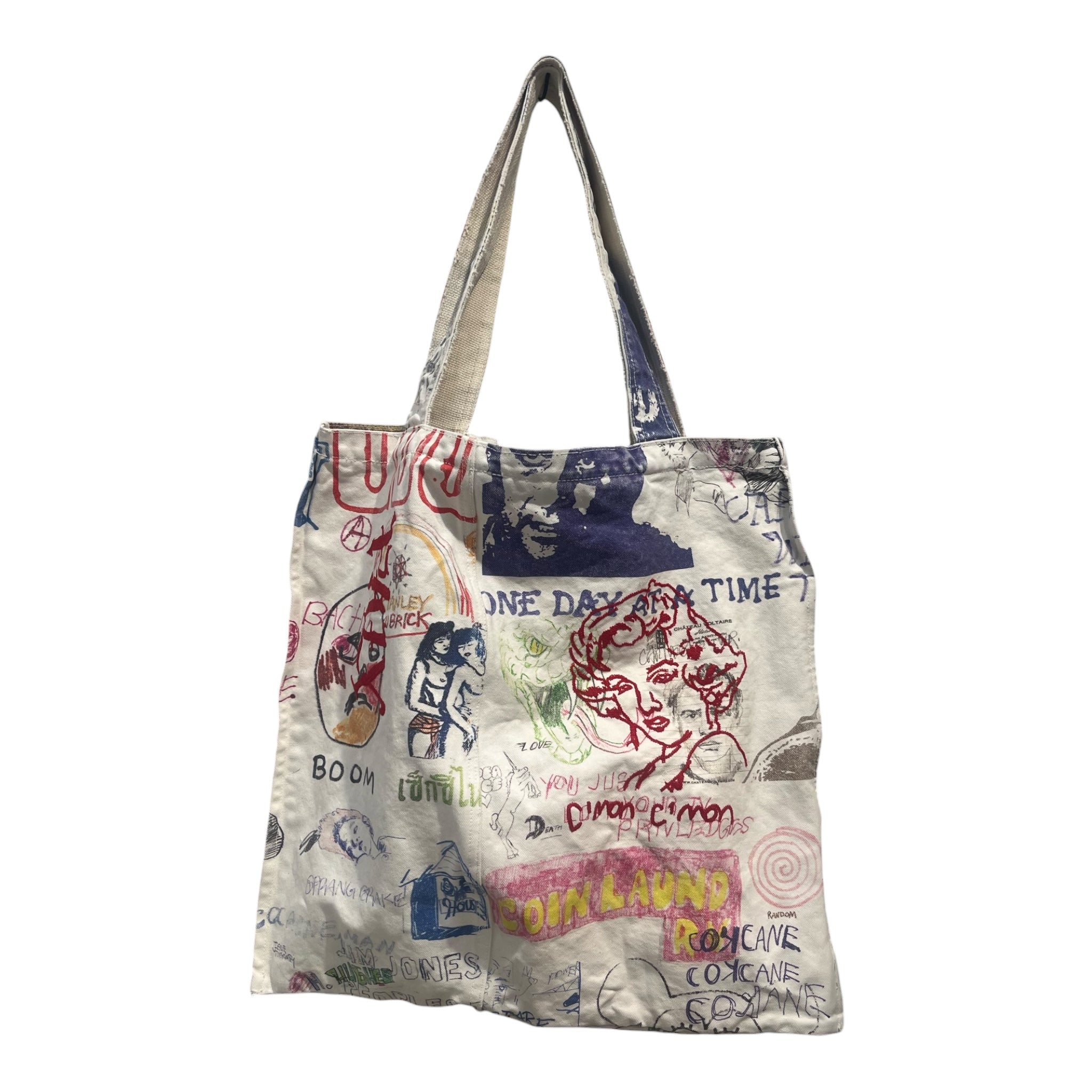 Paly(PALY HOLLYWOOD)/Tote Bag/Graphic/Cotton/WHT/MARKER DRAWINGS ALLOVER view 2