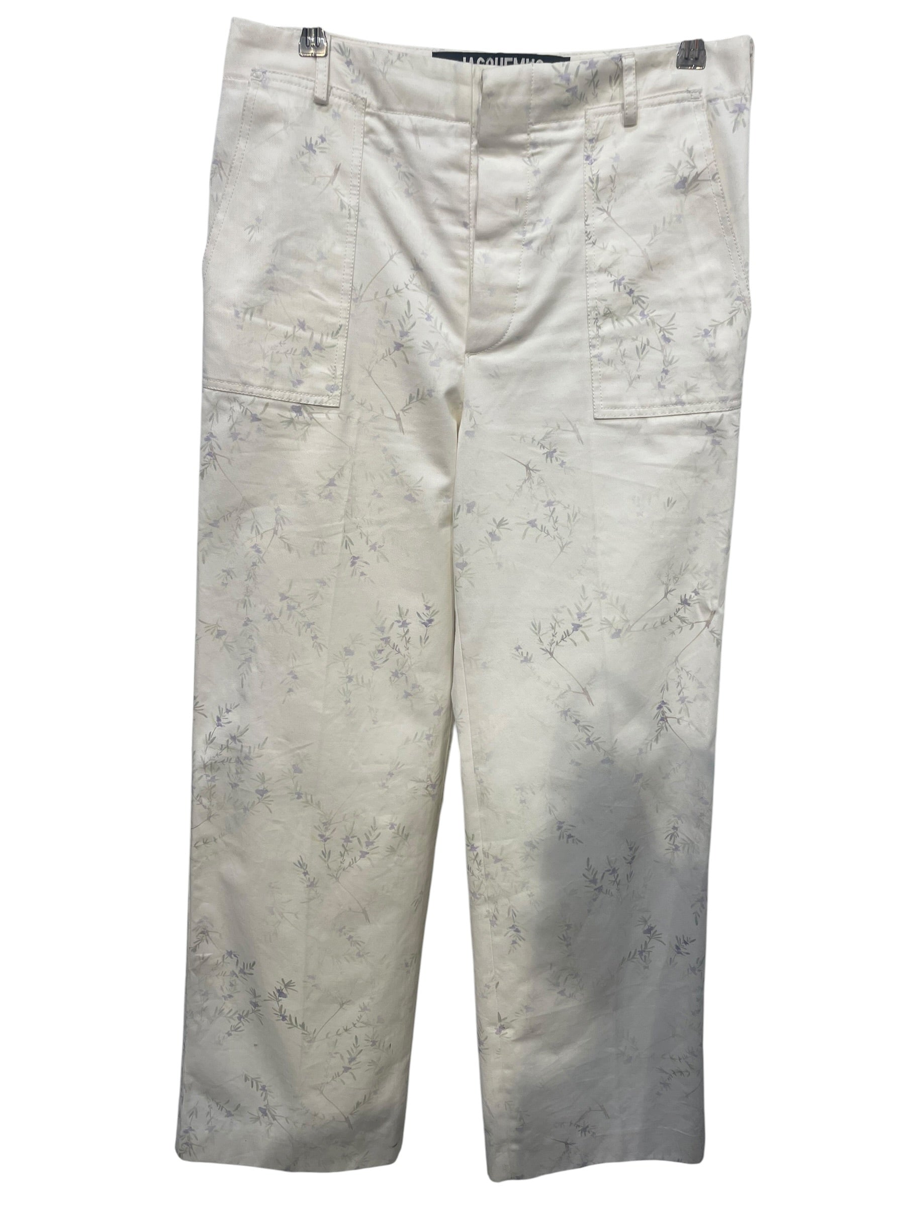 JACQUEMUS/Straight Pants/48/Cotton/CRM/Floral Pattern/ view 1