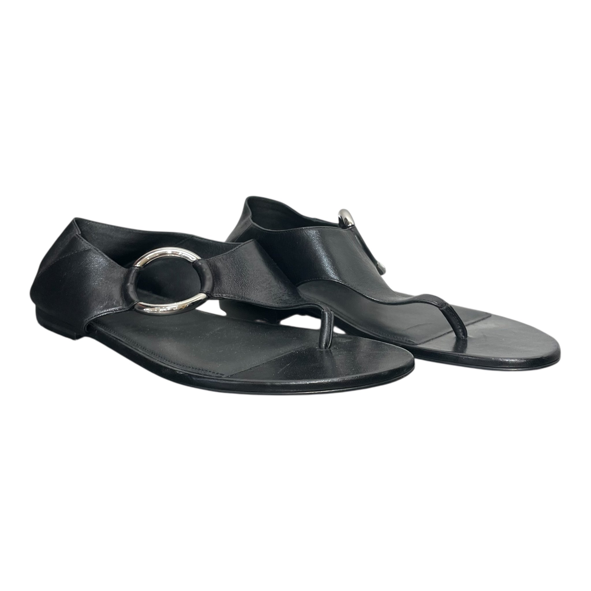 SAINT LAURENT/Sandals/EU 39.5/Leather/BLK/SILVER CIRCLE HARDWARE view 1