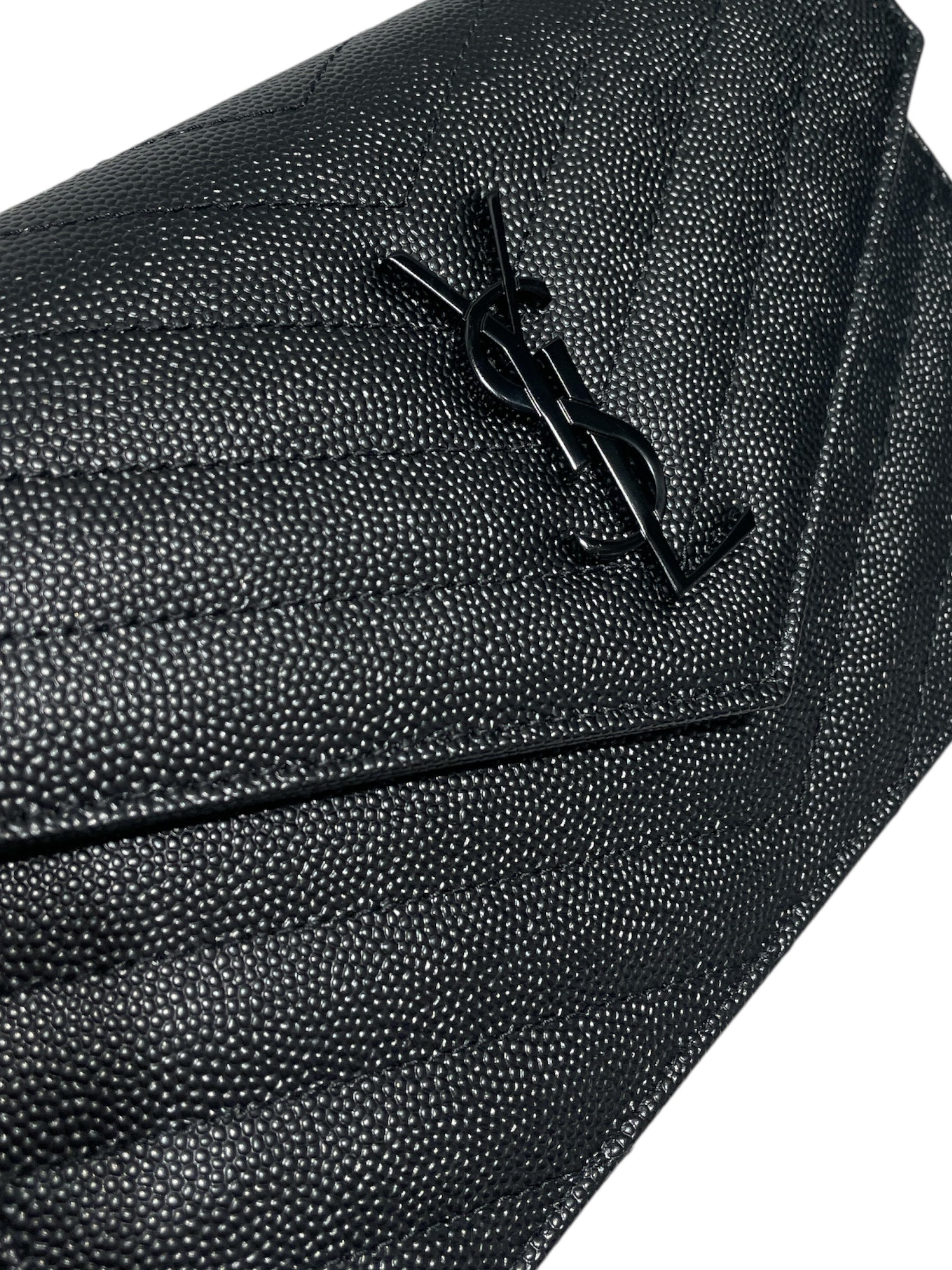 SAINT LAURENT/Cross Body Bag/Leather/BLK/Quilted Envelope Chain Bag view 6