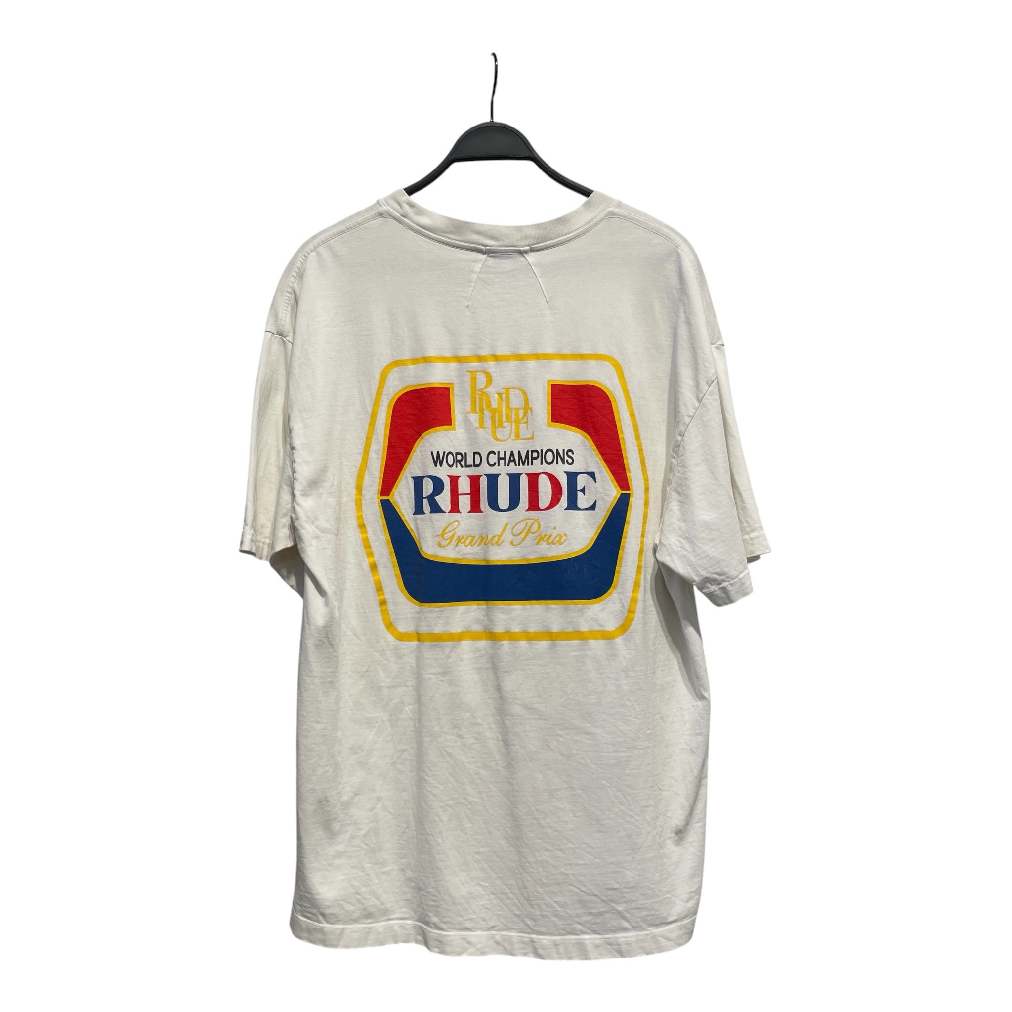 RHUDE/T-Shirt/L/Cotton/WHT/grand prix view 2
