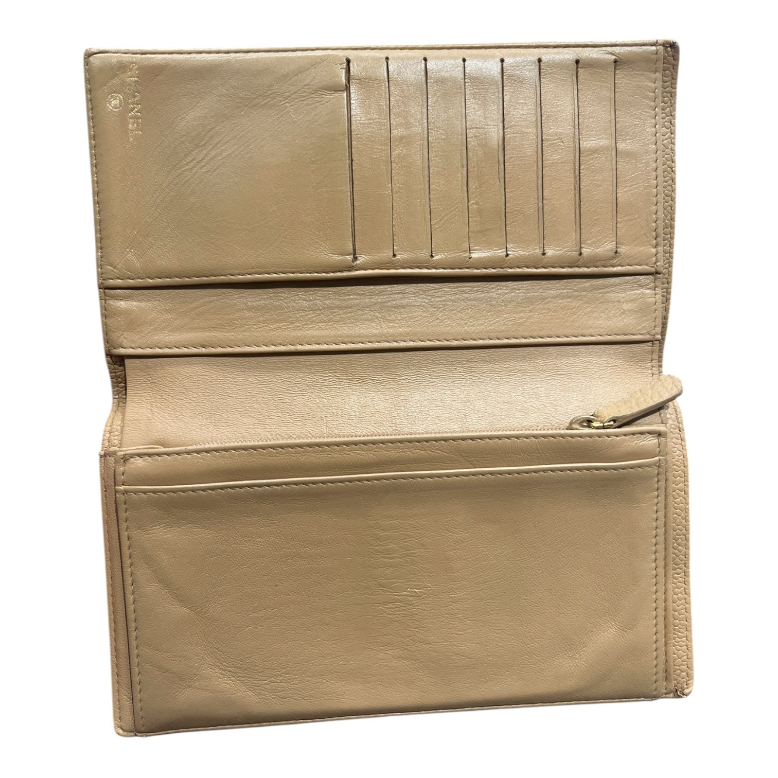 CHANEL/Long Wallet/Leather/BEG/CC LOGO view 2