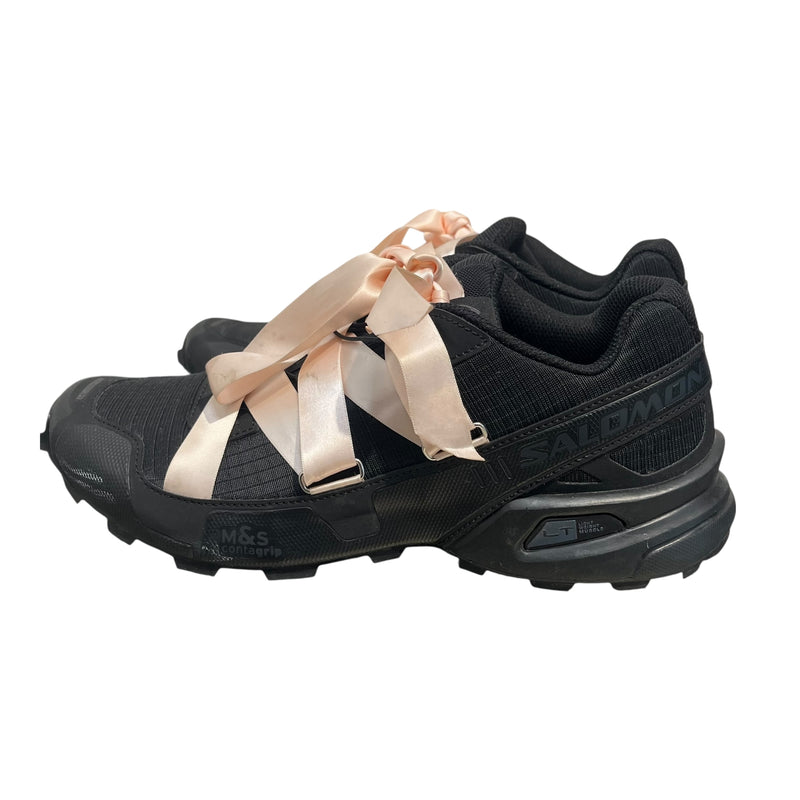 salomon/Sandy Liang/Low-Sneakers/UK 9.5/Nylon/BLK/FRONT BOW SPEEDCROSS