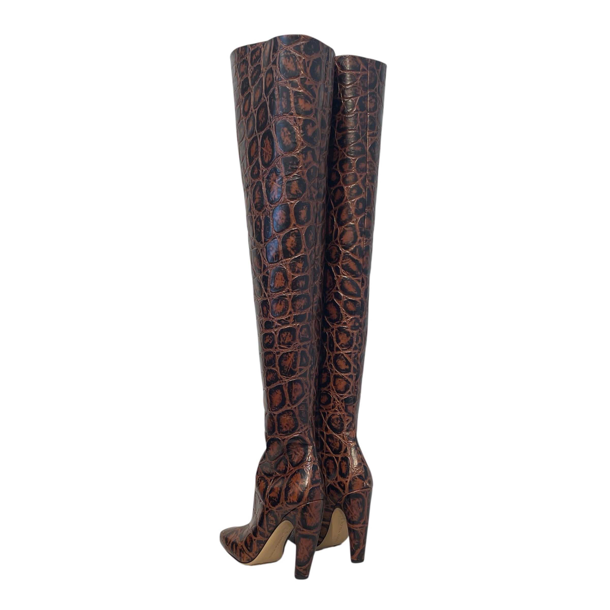 BOTTEGA VENETA/Long Boots/EU 40.5/Animal Pattern/Leather/BRW/Canalazzo Croc Boots view 2