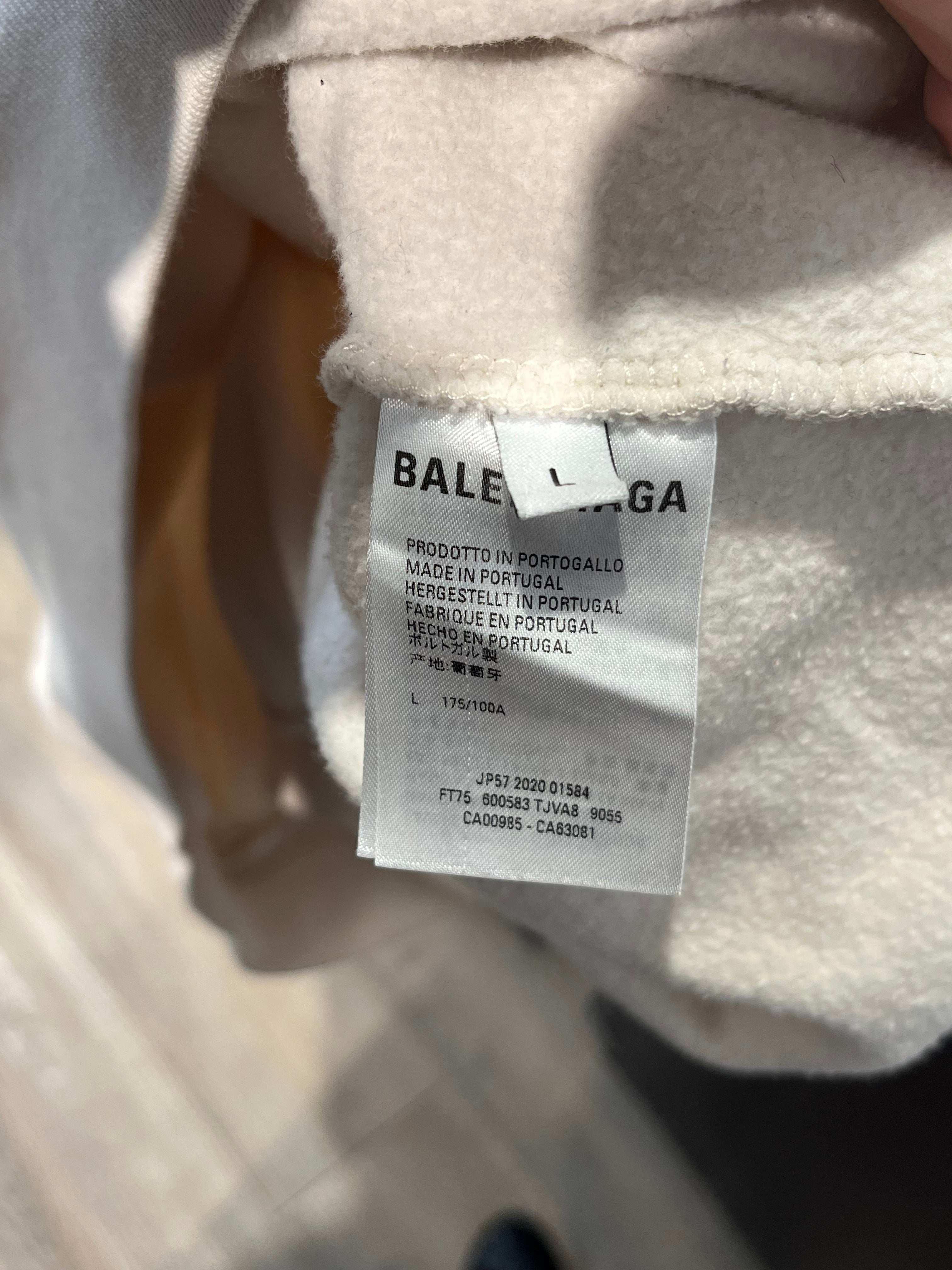 BALENCIAGA/Hoodie/L/Cotton/WHT/Pullover/CA00985 wht/blu logo view 4