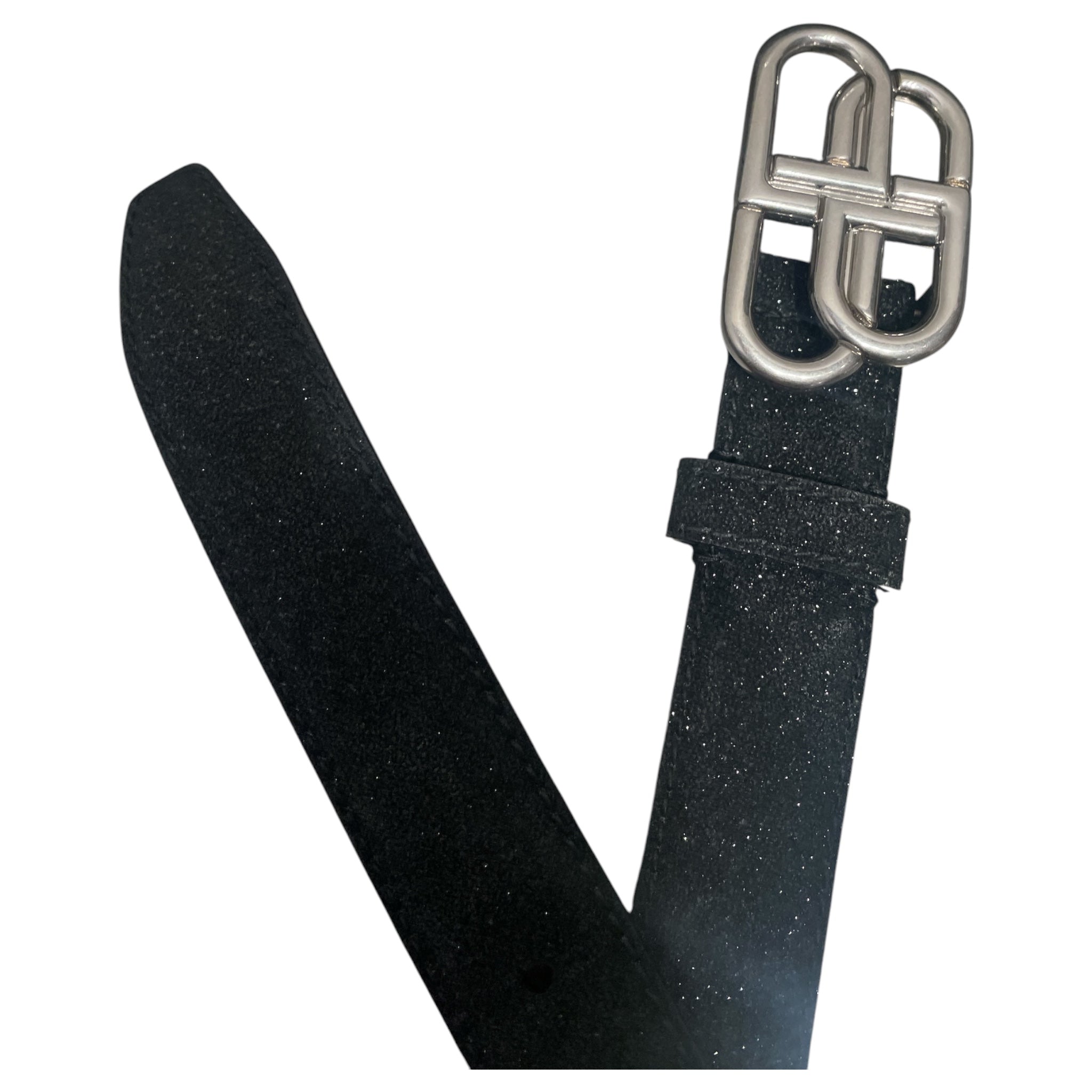 BALENCIAGA/Belt/Glitter/BLK/BB logo view 2