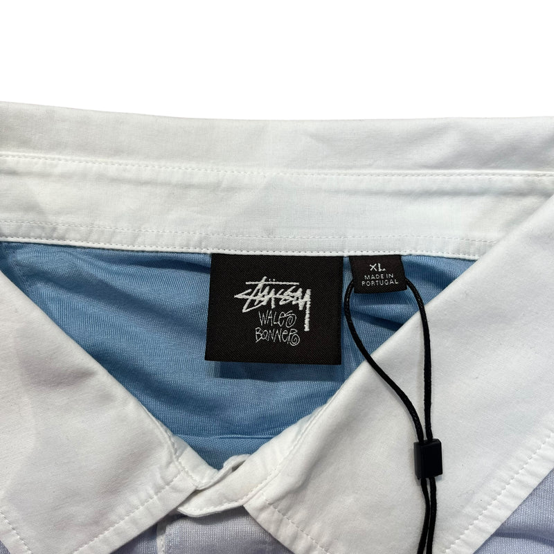 STUSSY/WALES BONNER/Polo Shirt/XL/Silk/BLU/HORSE RIDER SILK POLO