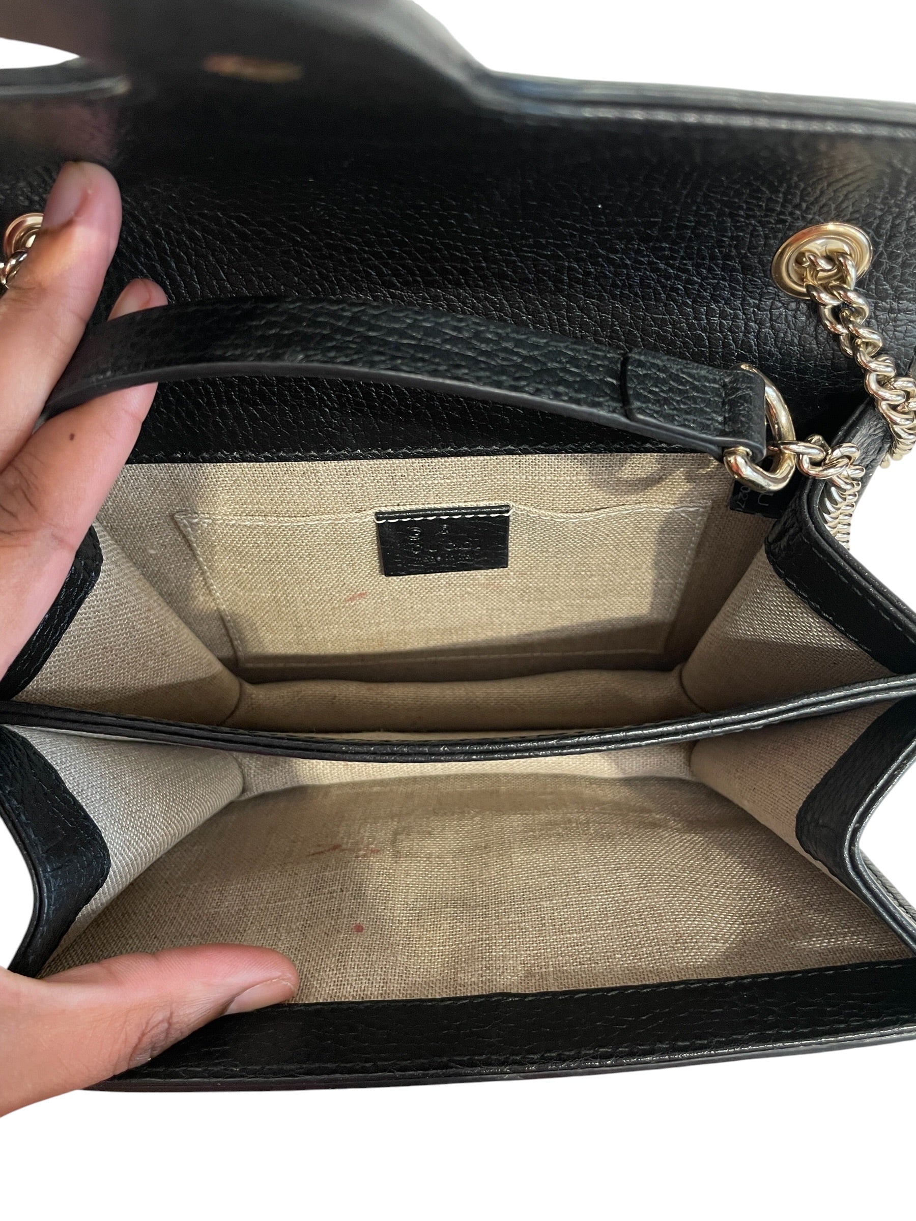 GUCCI/Cross Body Bag/Leather/BLK/INTERLOCKING CHAIN SHOULDER view 8