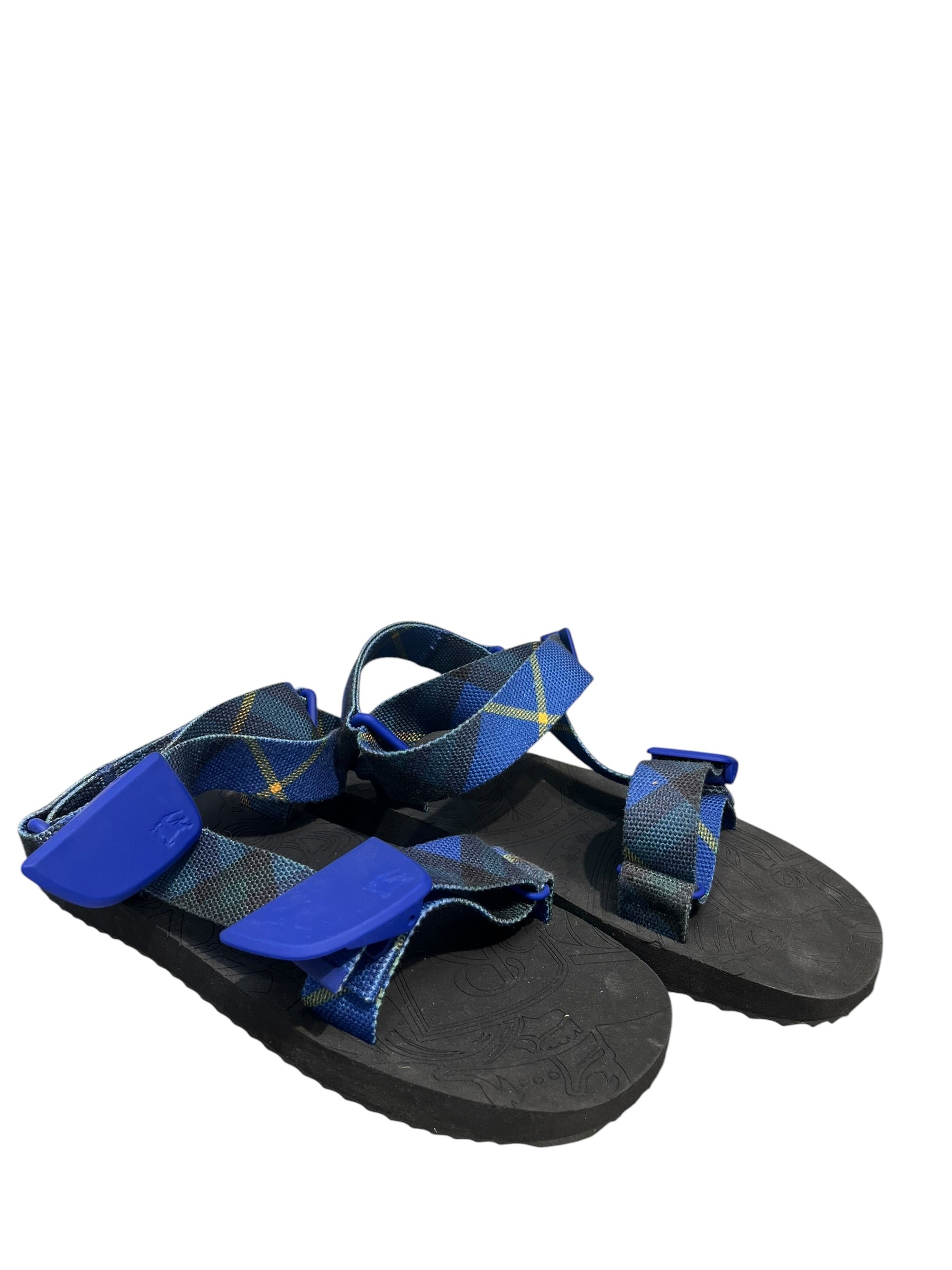 BURBERRY/Sandals/EU 45/Plaid/Cotton/BLU/ankle strap sandals view 1
