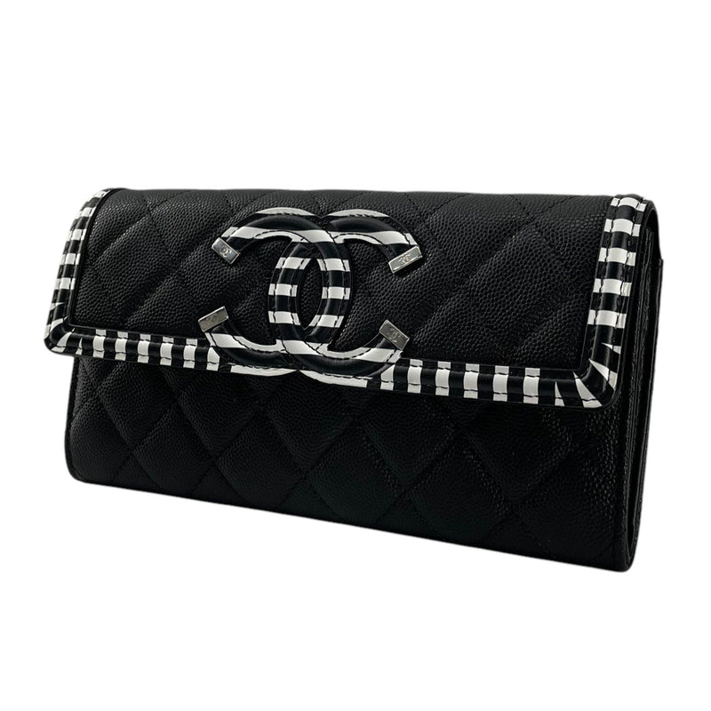 CHANEL/Long Wallet/Leather/BLK/CRUISE LINE