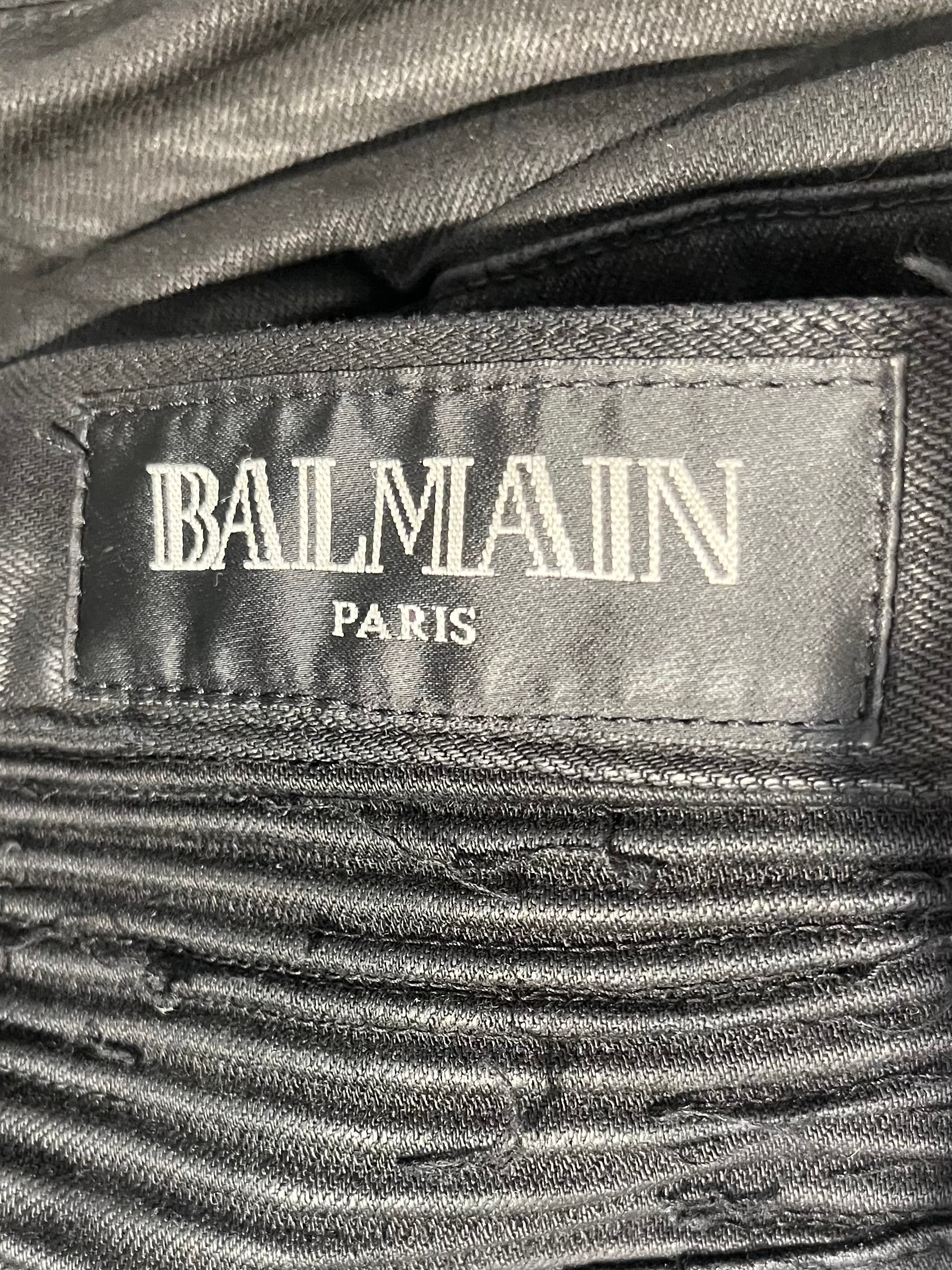 BALMAIN/Straight Pants/34/Cotton/BLK/CHARCOAL BIKER WAXED JEANS view 3