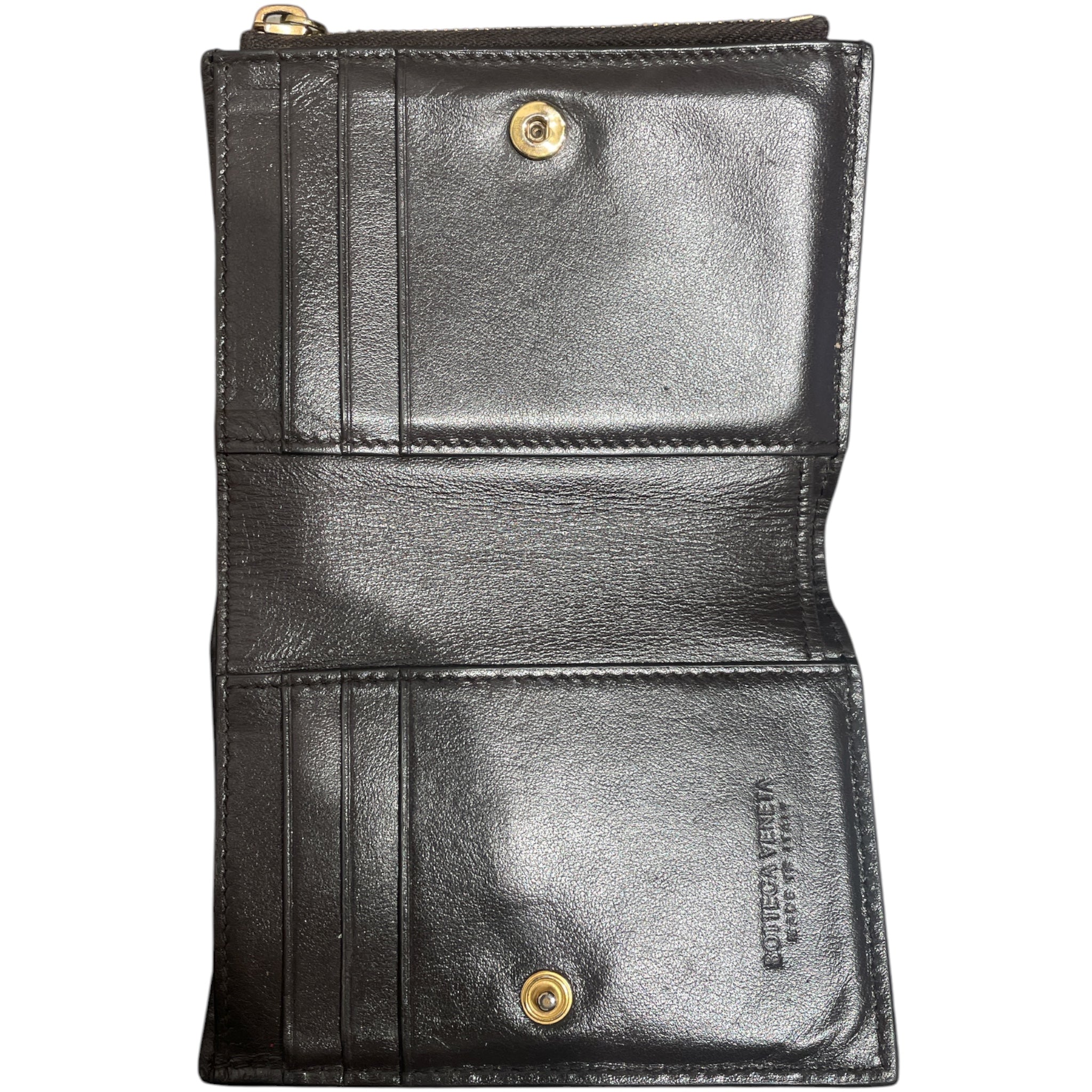 BOTTEGA VENETA/Bifold Wallet/Stripe/Leather/BRW/L's/cassette zip view 3