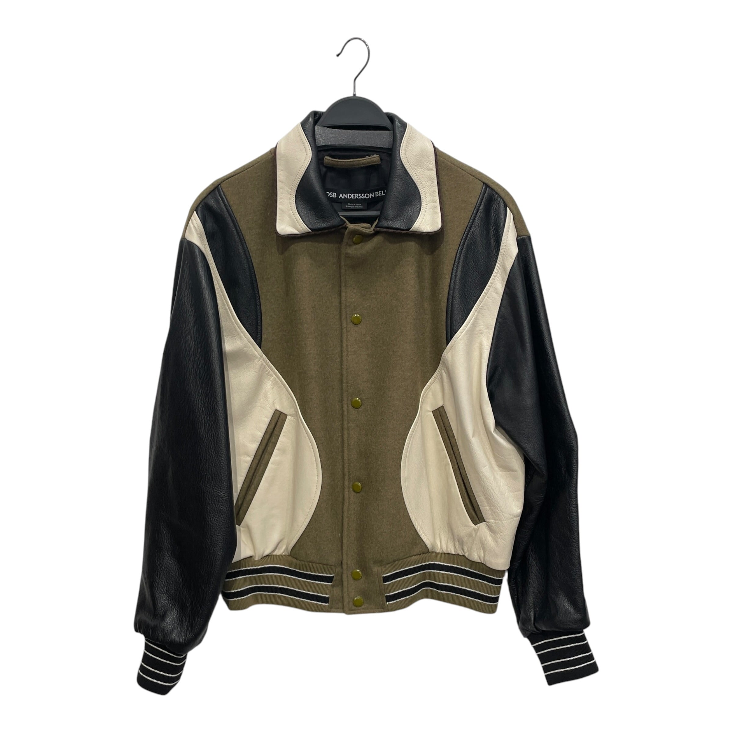 Andersson Bell/Baseball Jkt/M/Wool/KHK/LEATHER/WHOOL view 1