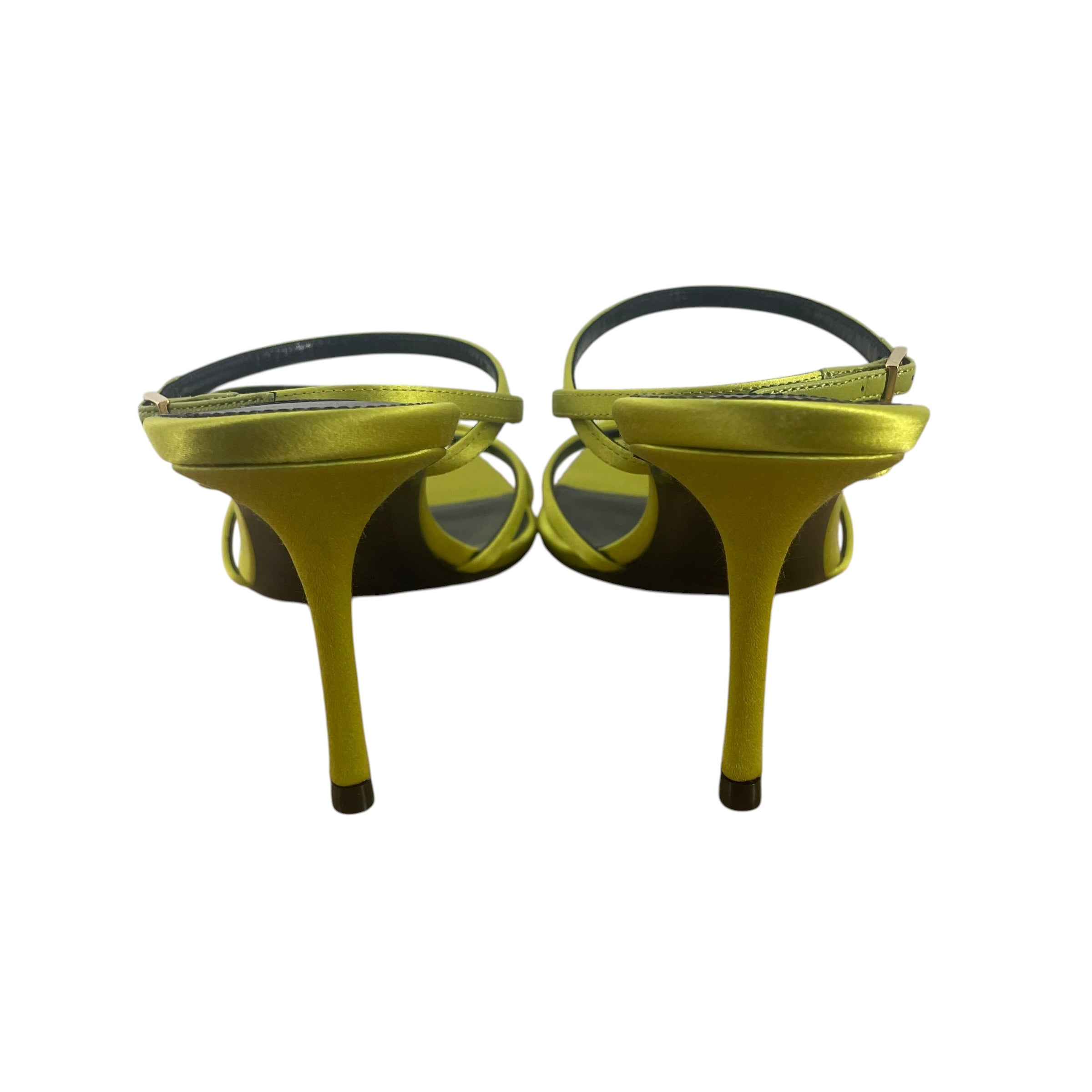 SAINT LAURENT/Heels/EU 38/Silk/GRN/Open-Toe/OPEN TOE WRAP HEEL view 5