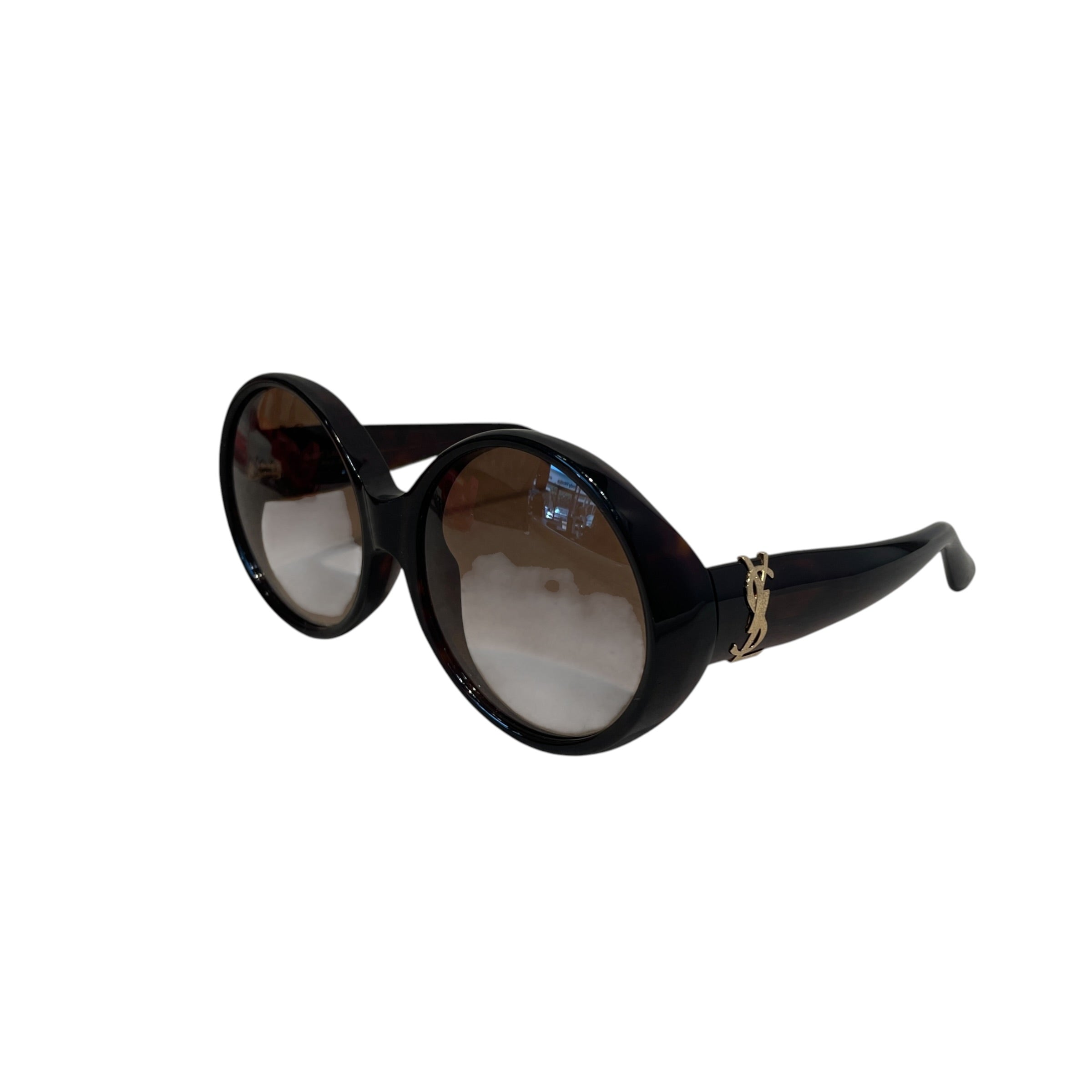YVES SAINT LAURENT/Sunglasses/Celluloid/BLK/L's/Oversized Round Sunglasses view 1