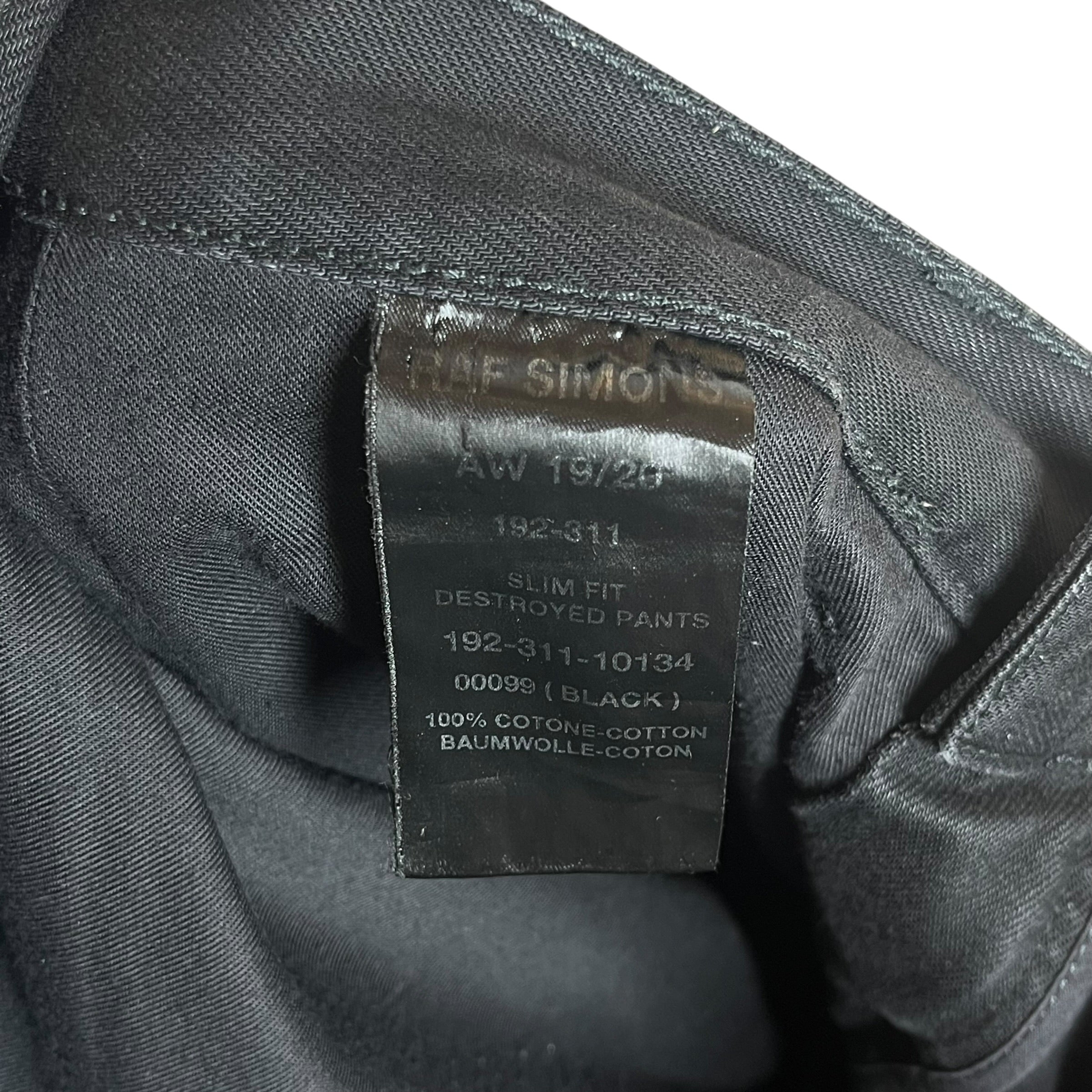 RAF SIMONS/Skinny Pants/30/Denim/BLK/DOUBLE LAYERED DESTROYED DENIM view 4