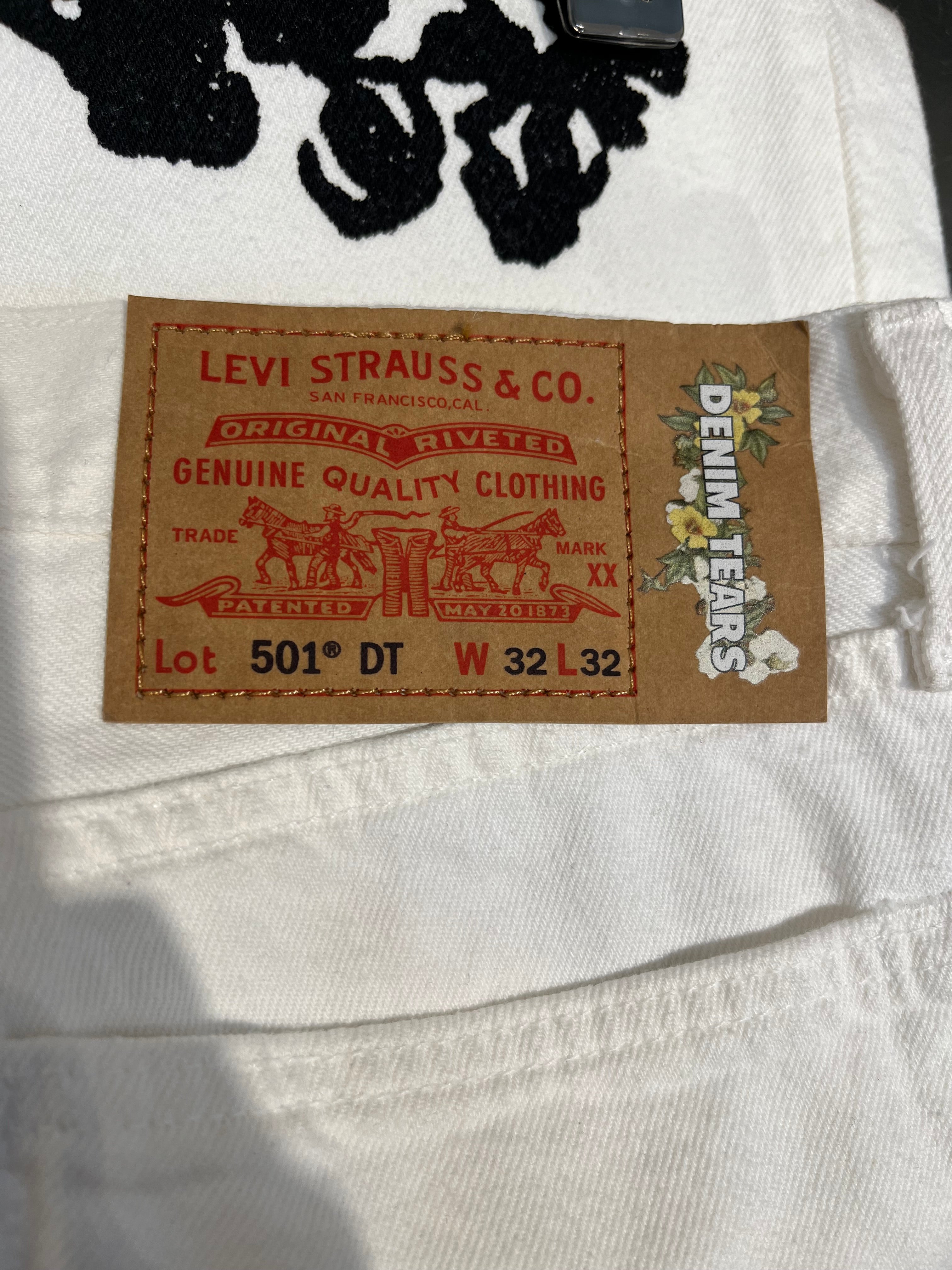 DENIM TEARS/Pants/32/Cotton/BLU/All Over Print/cargo with dt logo wreath view 3