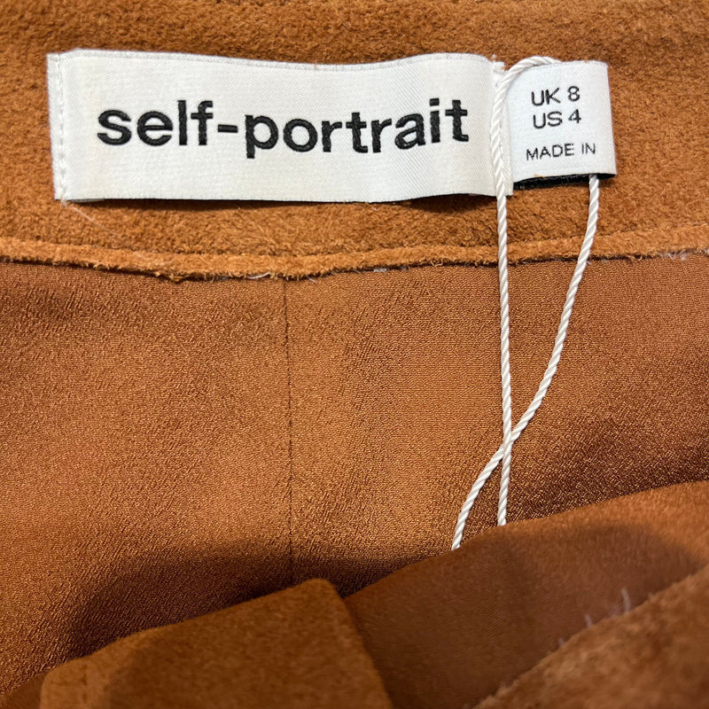 self-portrait/Skirt/4/Suede/BRW/brown suede skirt