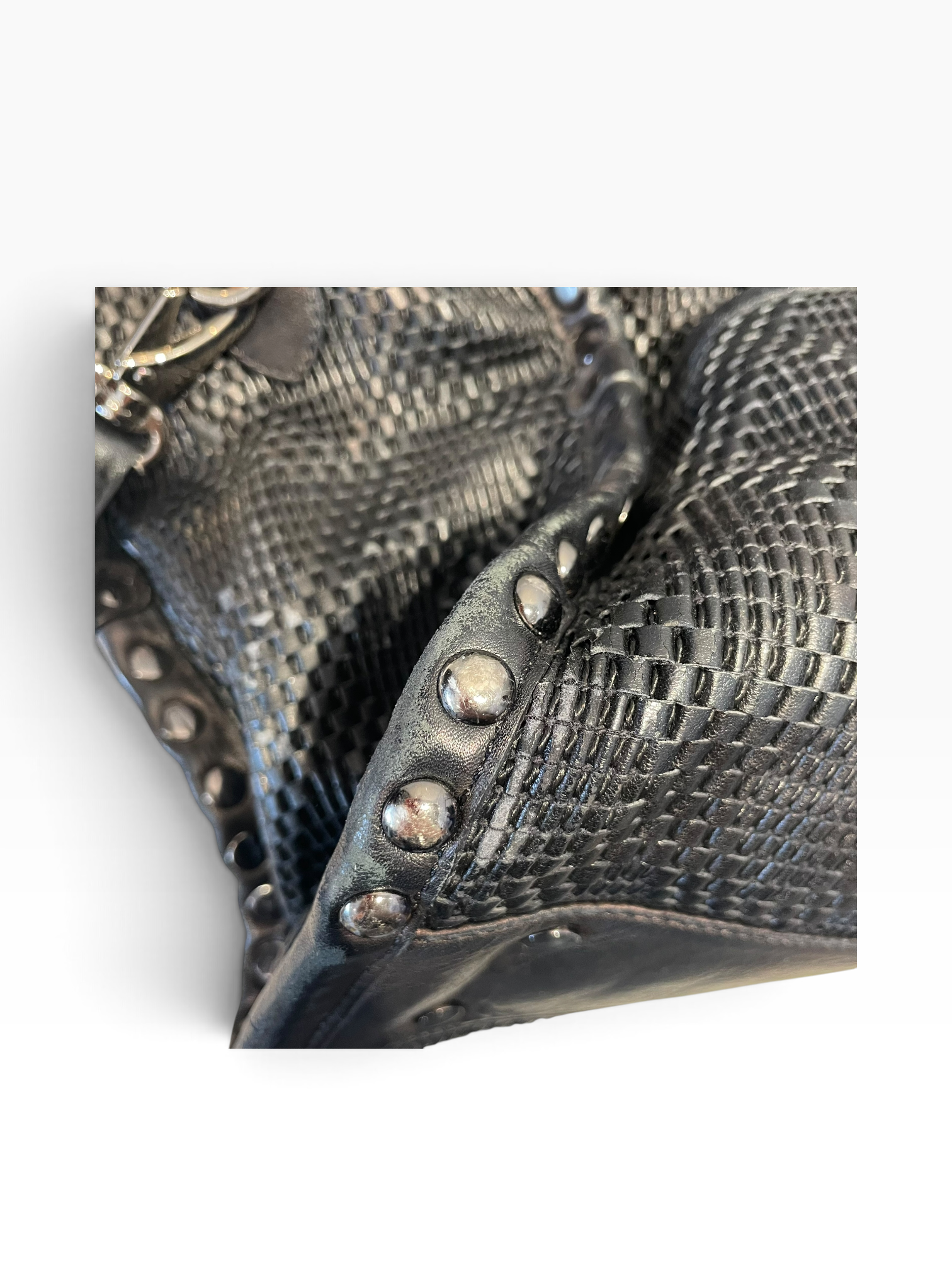 DIANE von FURSTENBERG/Cross Body Bag/Leather/BLK/wooven studded view 6