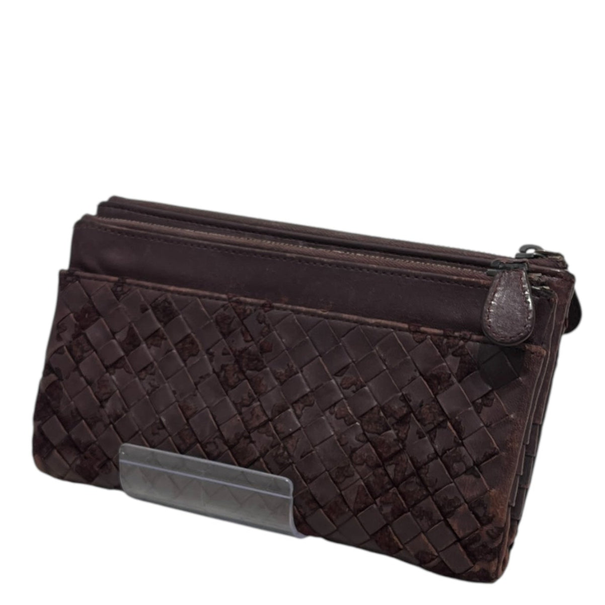 BOTTEGA VENETA/Long Wallet/Leather/BRW/DOUBLE ZIPPER POUCH view 2