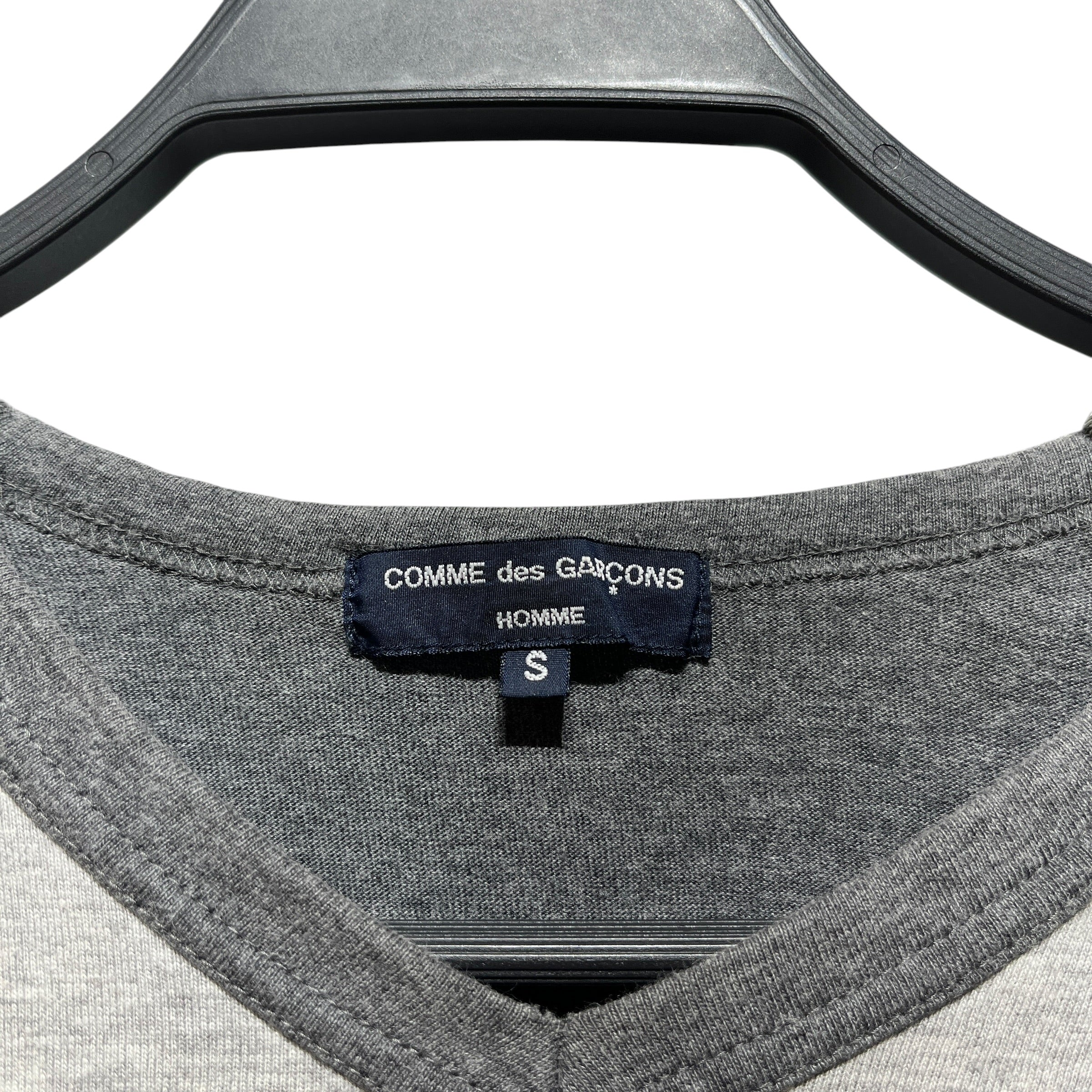 COMME des GARCONS HOMME/LS T-Shirt/S/Cotton/GRY/Plaid/GINGAM PANELED SLEEVE / NECK view 3