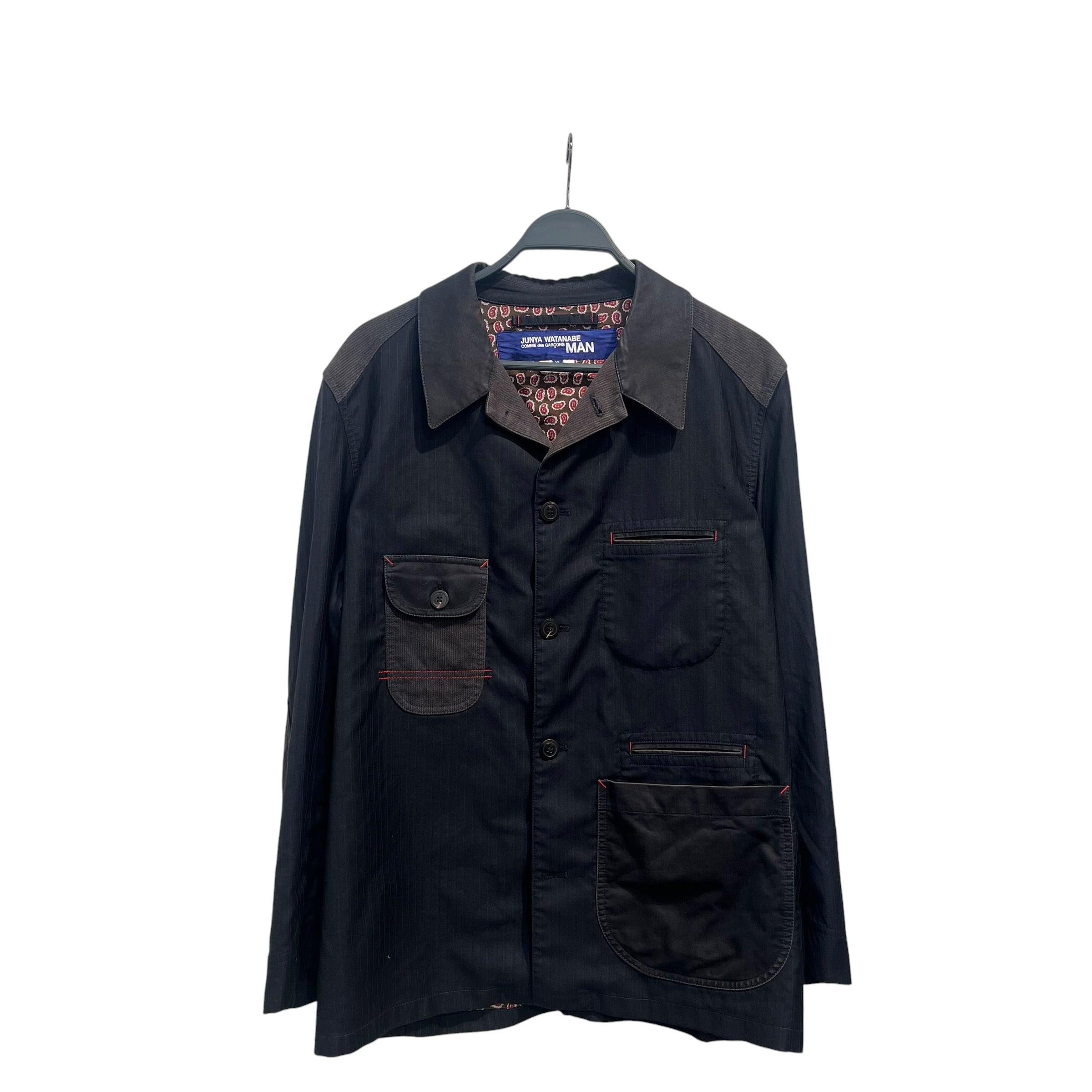 JUNYA WATANABE COMME des GARCONS MAN/Jacket/XL/Wool/NVY/Stripe/AD2012 GREY POCKETS AND ELBOWS view 1