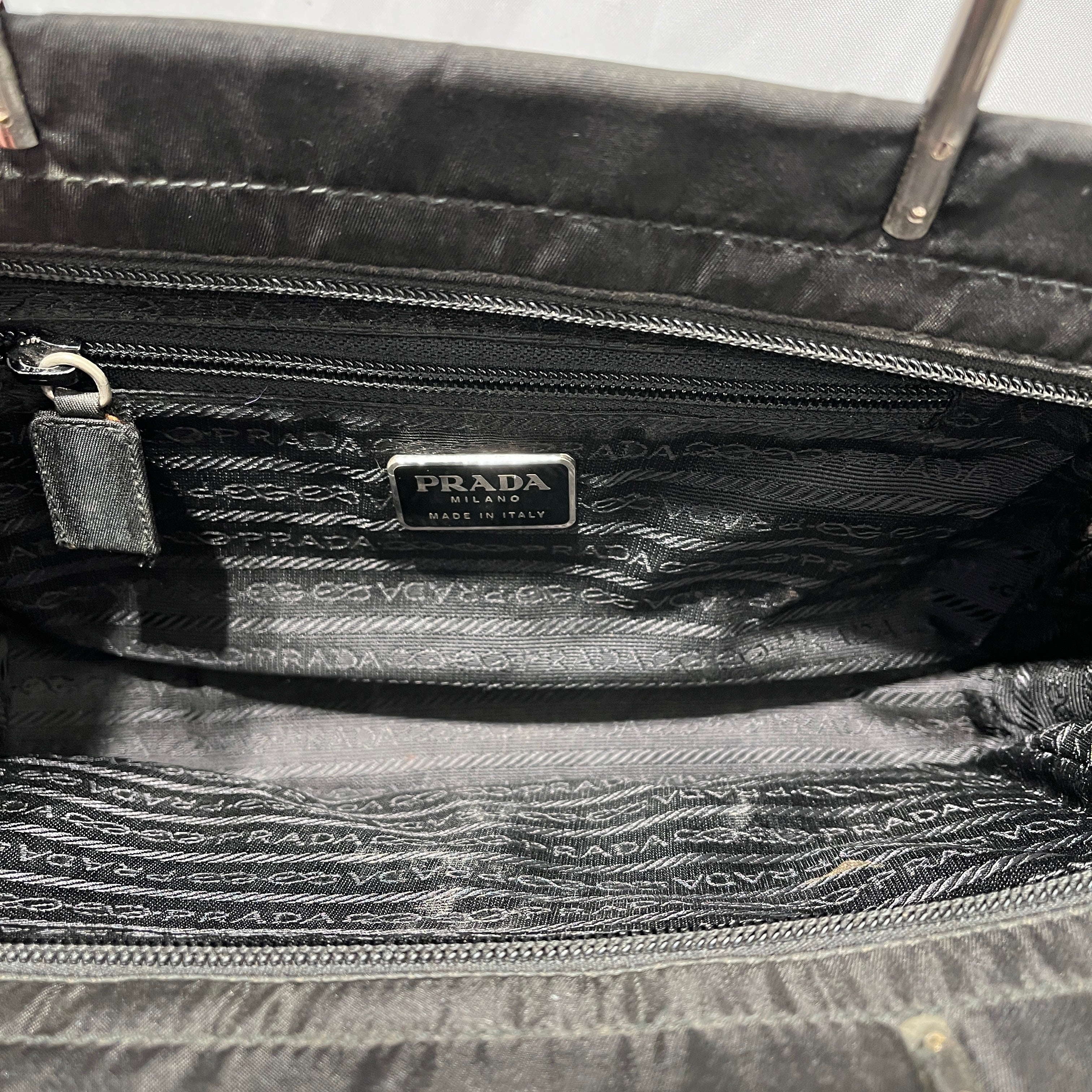 PRADA/Hand Bag/Nylon/BLK/Vintage Tessuto Metal Hand Bag view 8