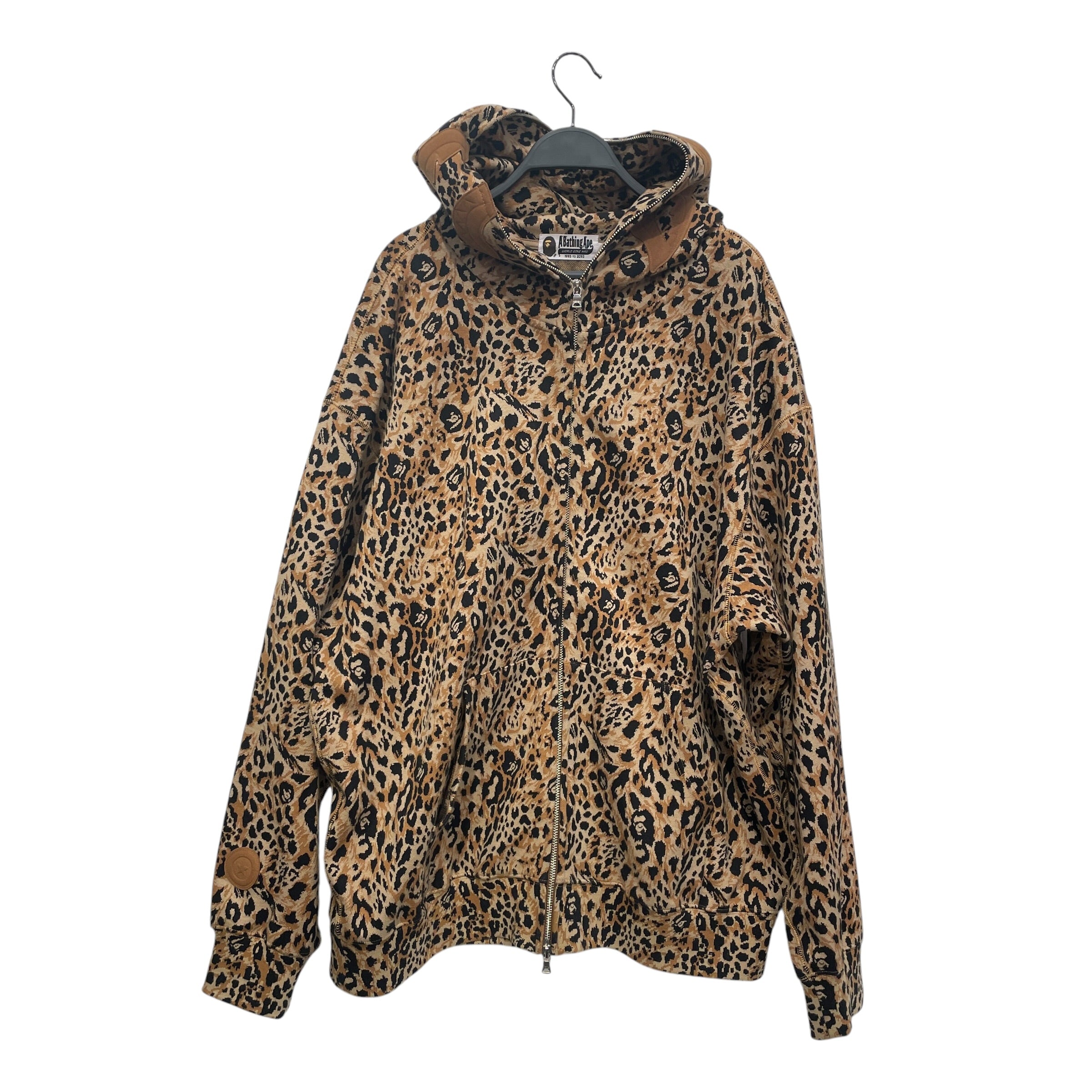 A BATHING APE/Zip Up Hoodie/XL/Leopard/Cotton/BEG/APE WORKED INTO LEOPARD PRINT view 1