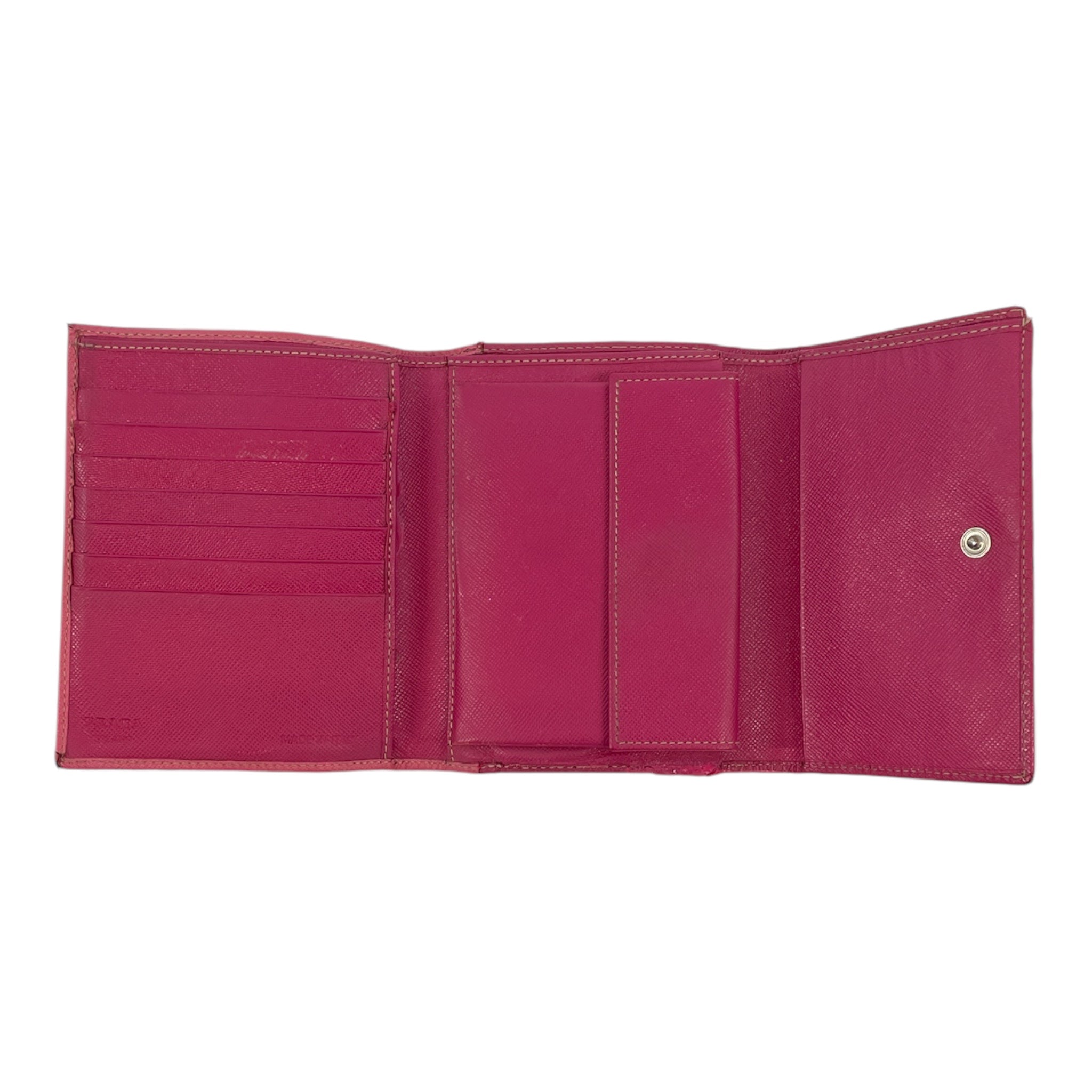 PRADA/Trifold Wallet/Leather/PNK/TWO TONE SAFFIANO LEATHER view 2
