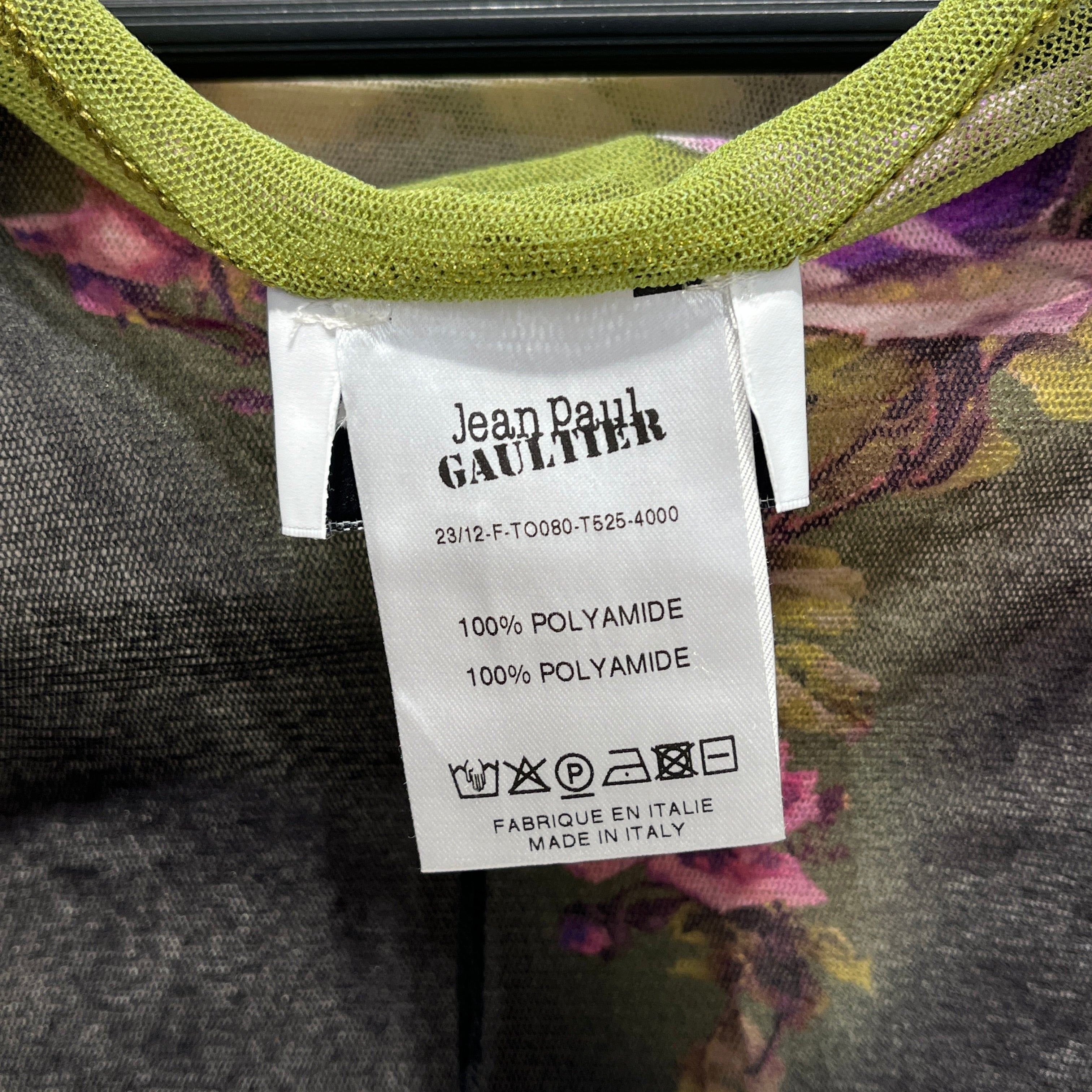 Jean Paul Gaultier/LS T-Shirt/S/M/Floral Pattern/Polyester/MLT/VIOLET FLOWERS BLK&GRN LS CROP view 4