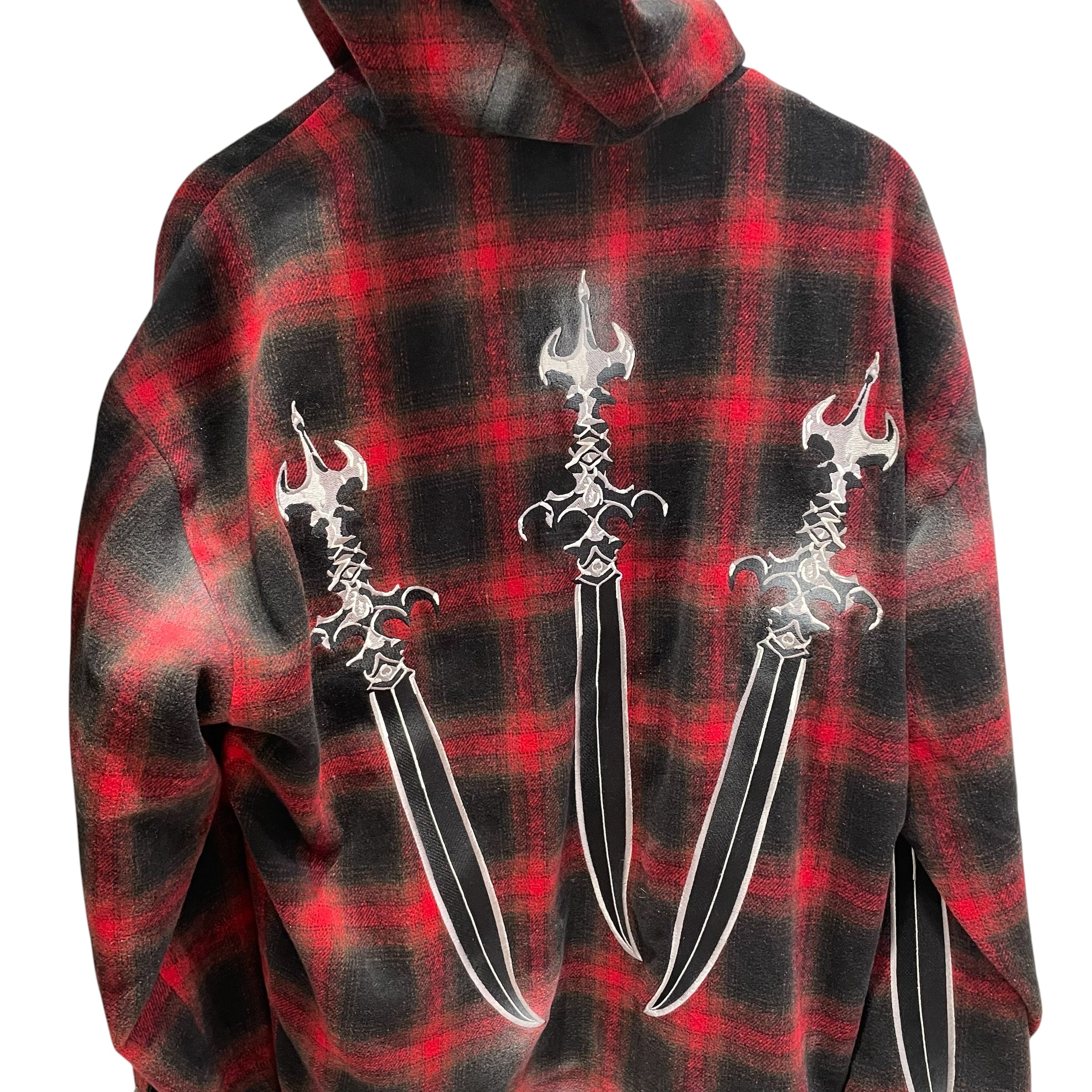 Thug Club/Flannel Shirt/2/RED/Plaid/flannel zip view 3
