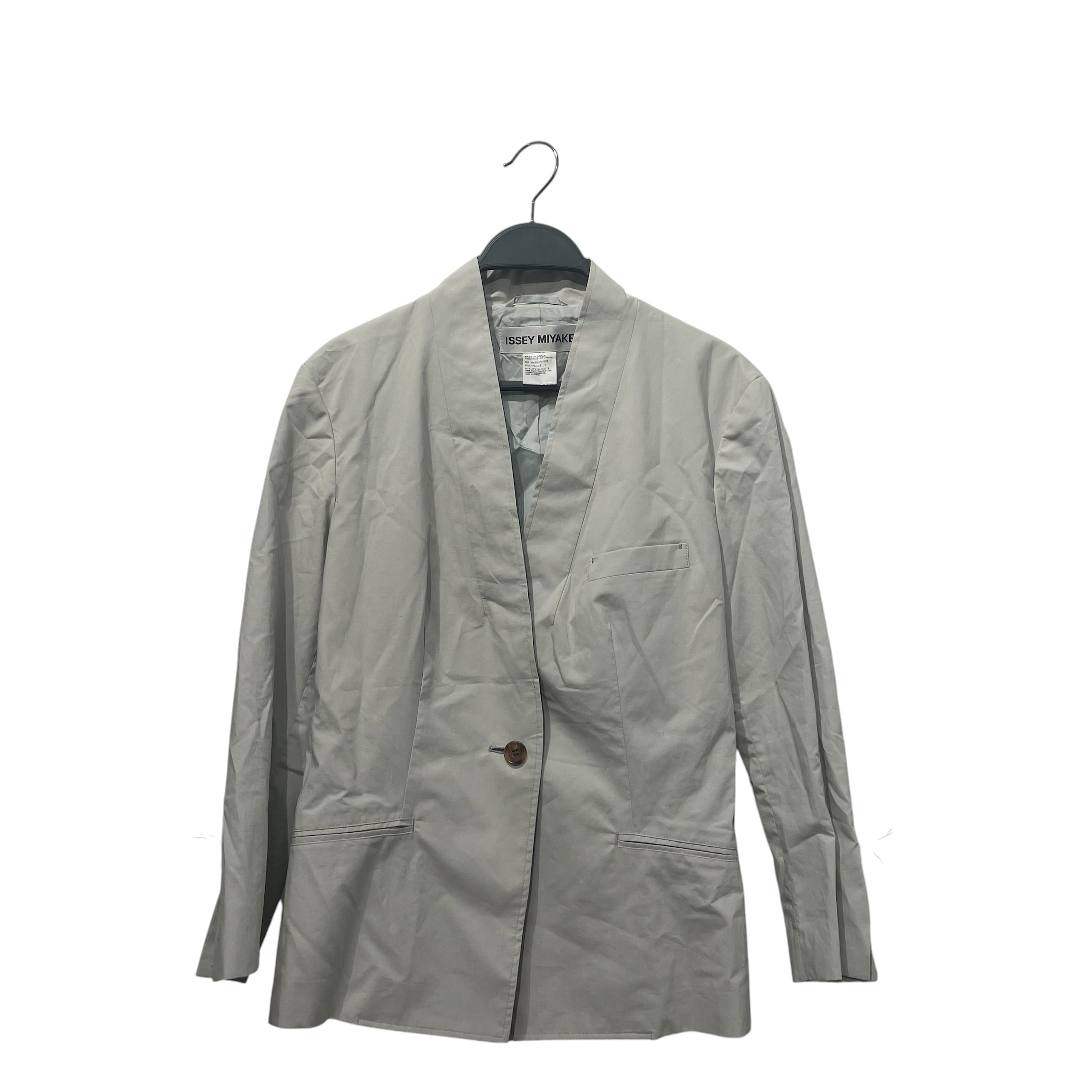 ISSEY MIYAKE/Tailored Jkt/4/Cotton/GRY/COLLARLESS SINGLE BUTTON view 1