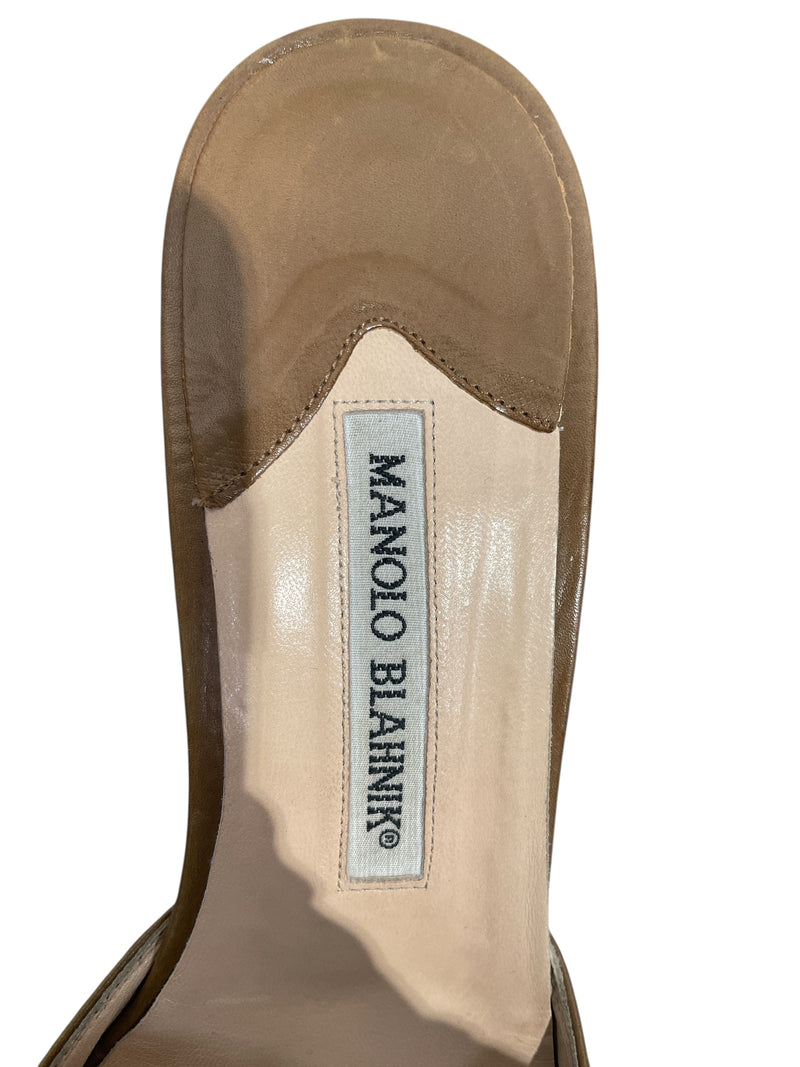 MANOLO BLAHNIK/Heels/EU 40.5/Leather/CML/BUTTON MINI HEELS