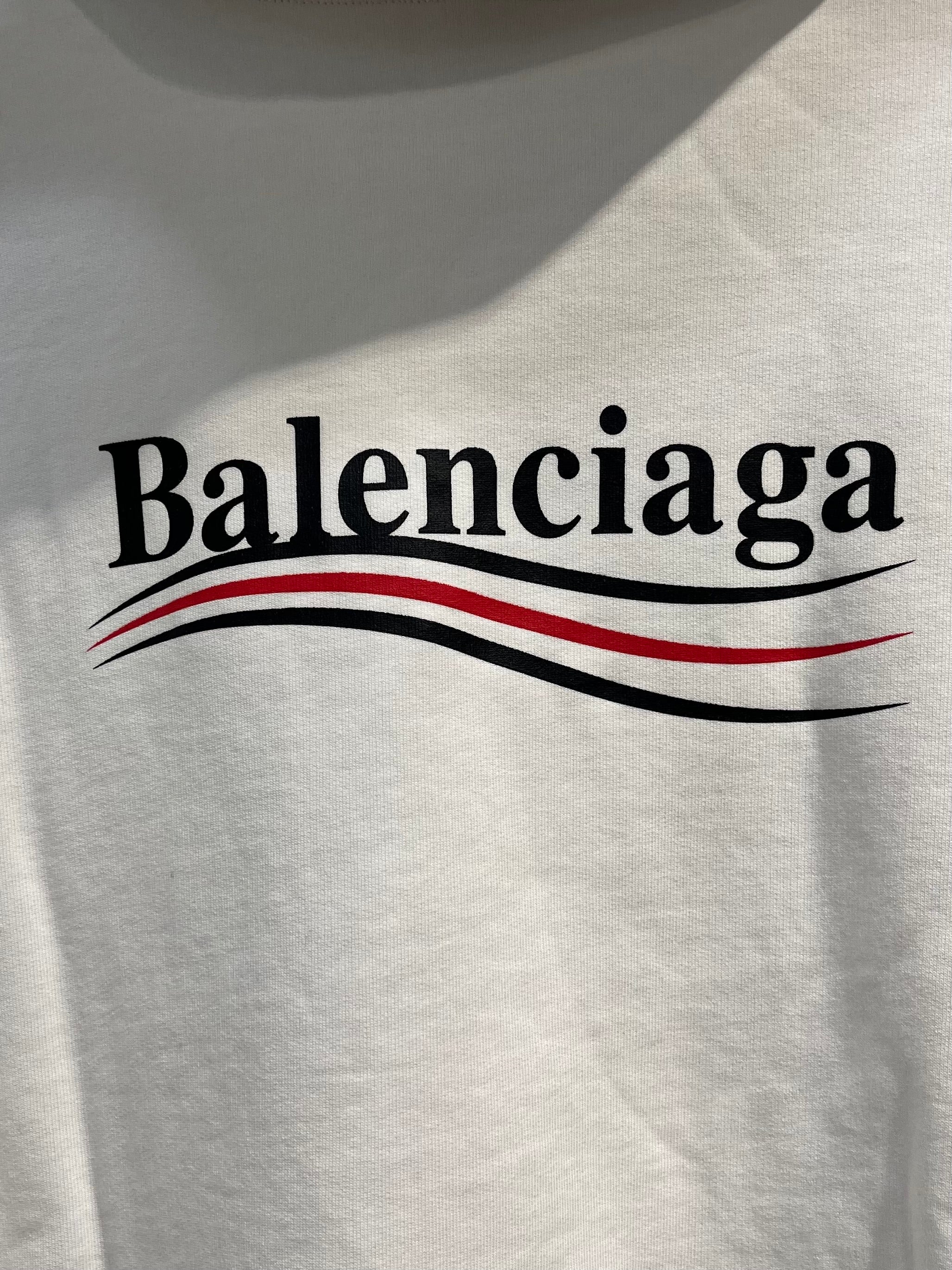 BALENCIAGA/Hoodie/L/Cotton/WHT/POLITICAL LOGO view 3