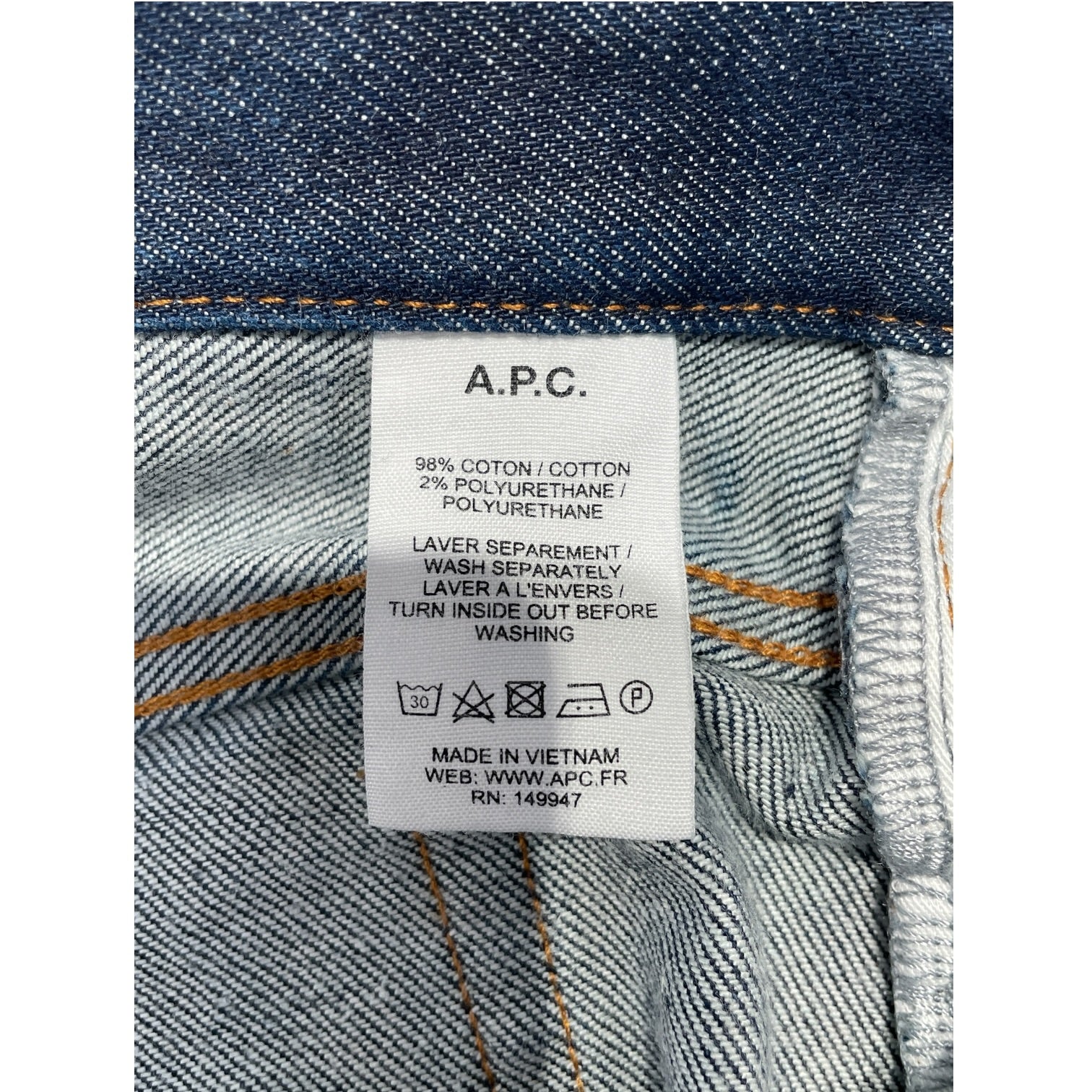 A.P.C./Straight Pants/34/Denim/NVY/Navy Straight Jeans Size 34 view 4