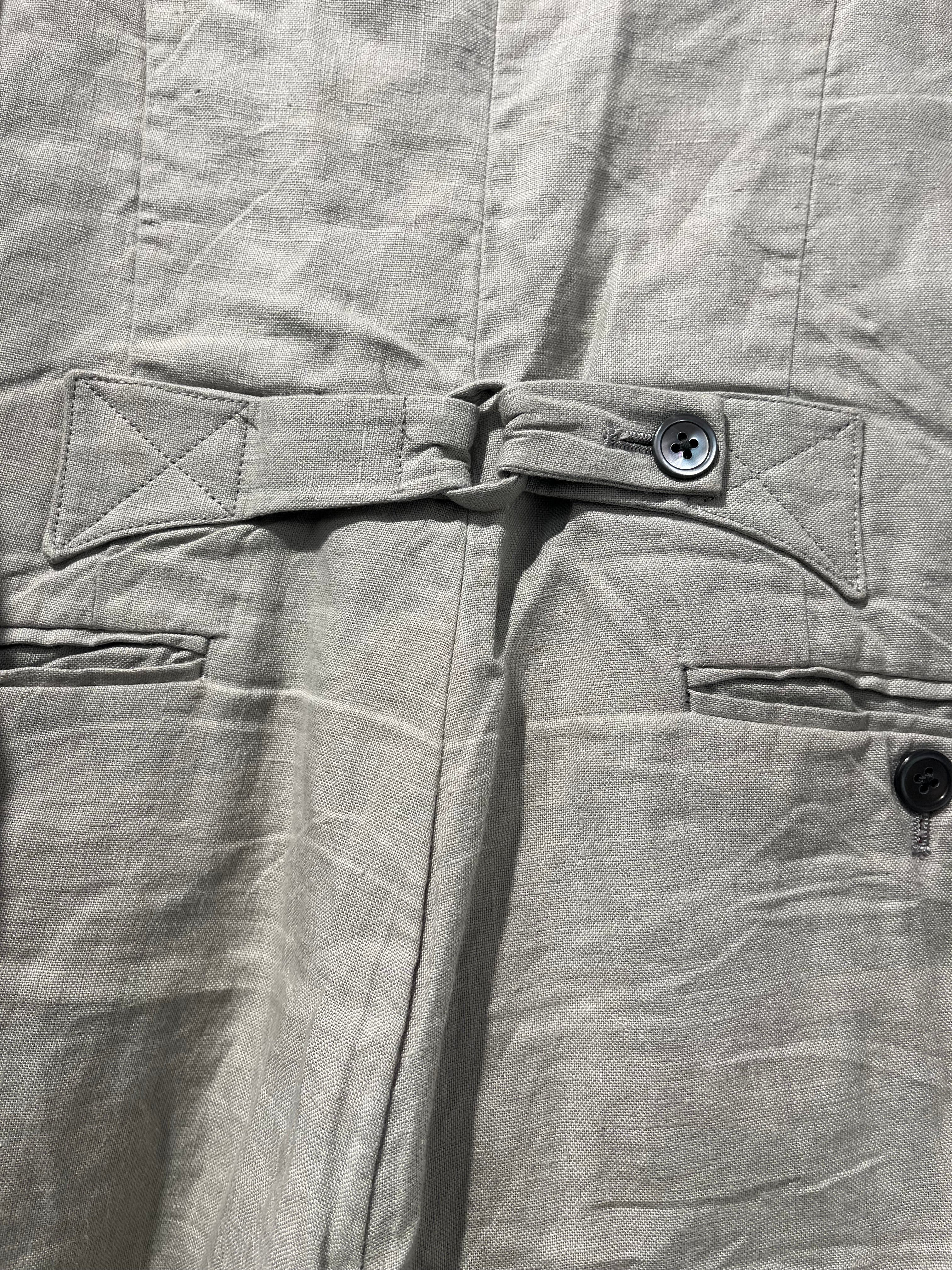 THOM BROWNE. NEW YORK/T&B Set/0/Linen/GRY/PLEATED PANTS W SUSPENDERS view 8