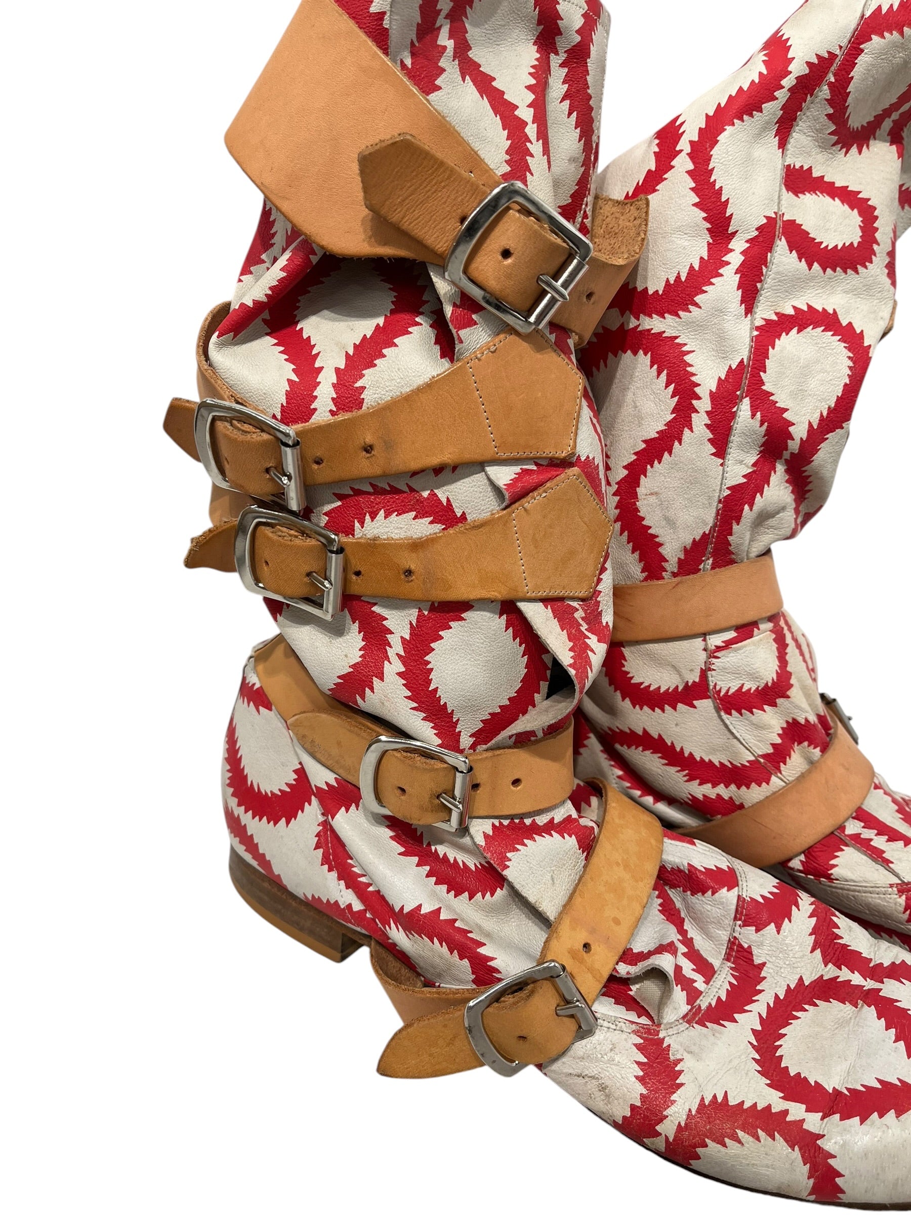 Vivienne Westwood/Boots/EU 44/All Over Print/Leather/RED/PIRATE PATTERN BUCKLE BOOT view 5
